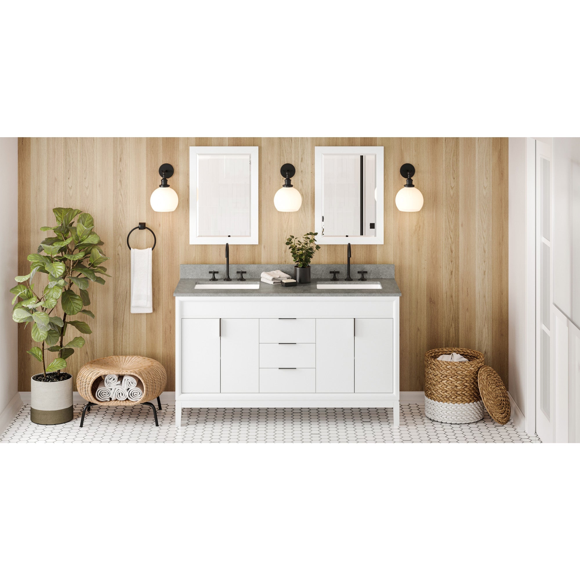 60" Theodora Vanity – Double Bowl – White