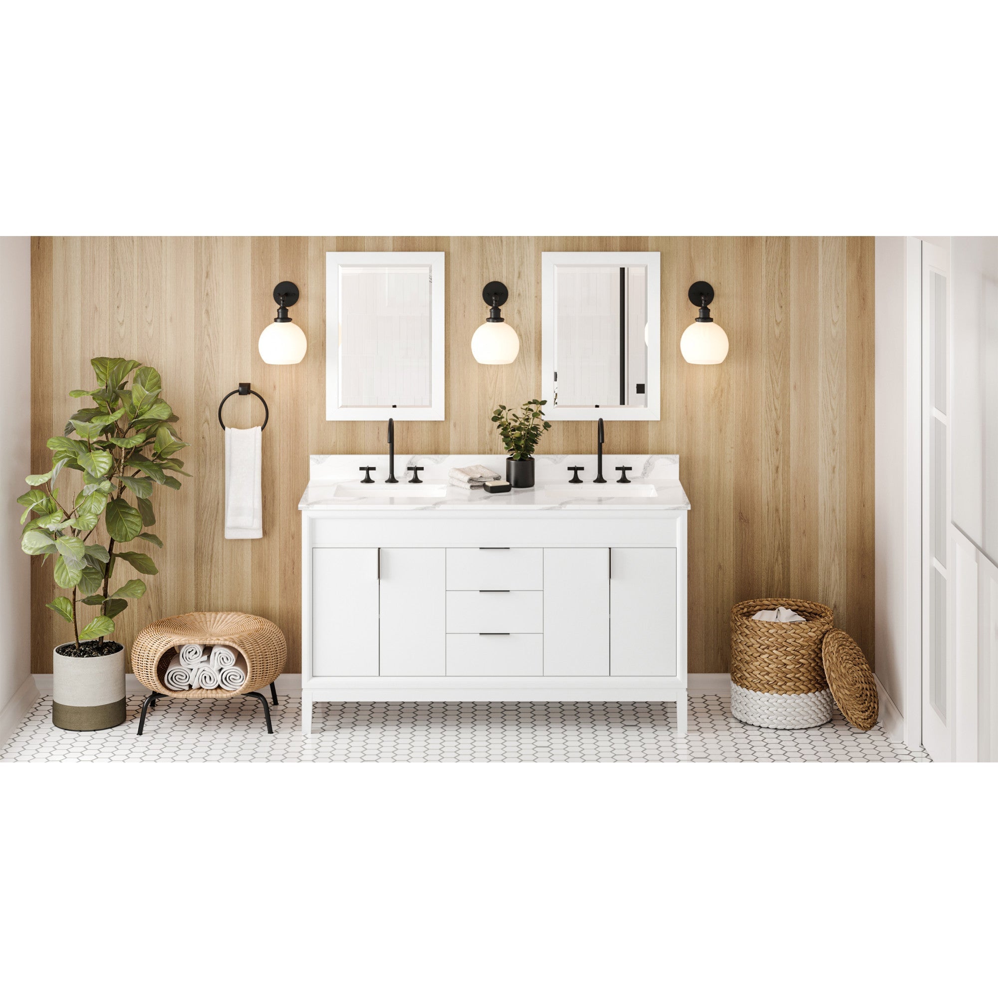 60" Theodora Vanity – Double Bowl – White