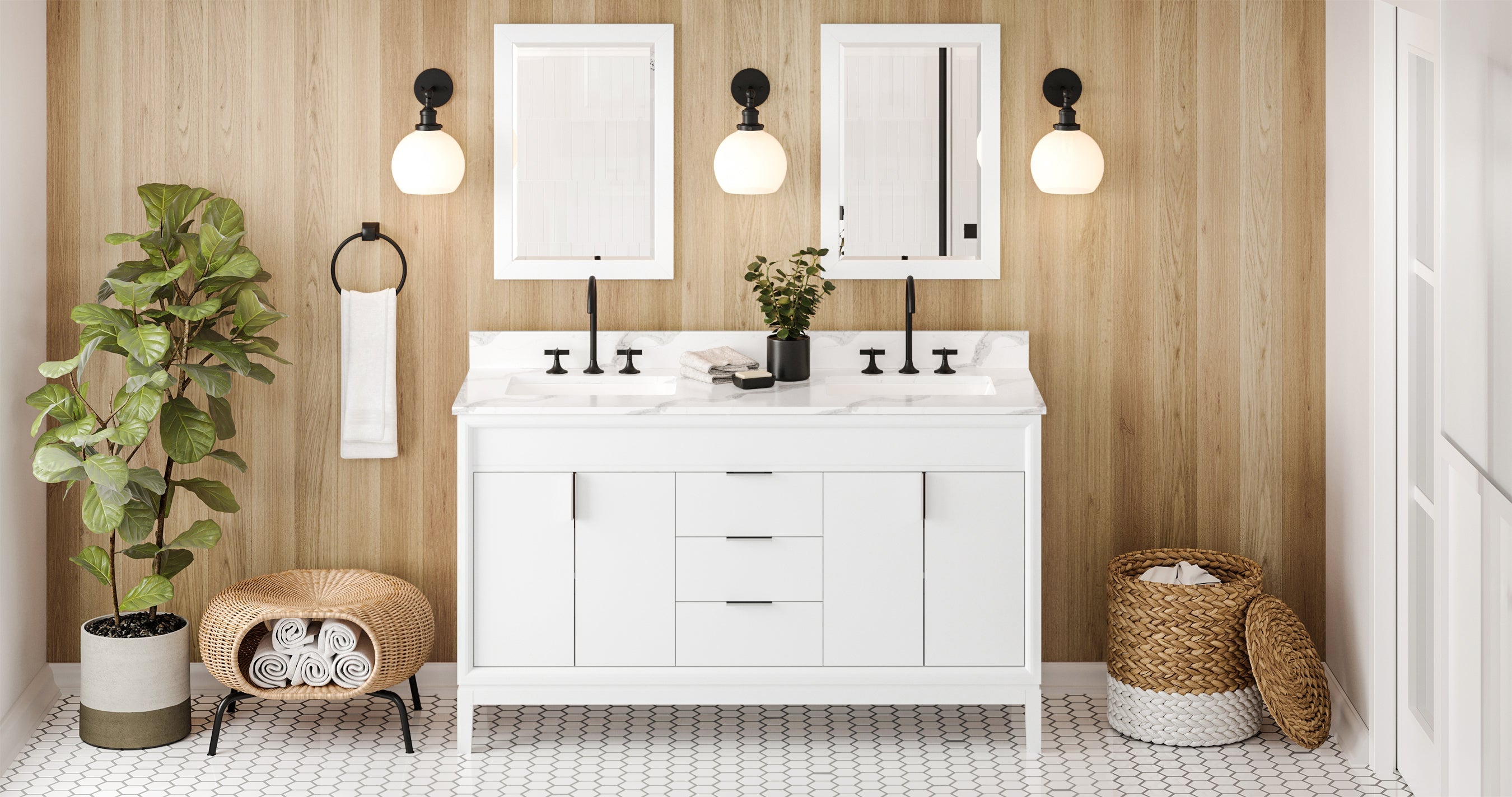 60" Theodora Vanity – Double Bowl – White
