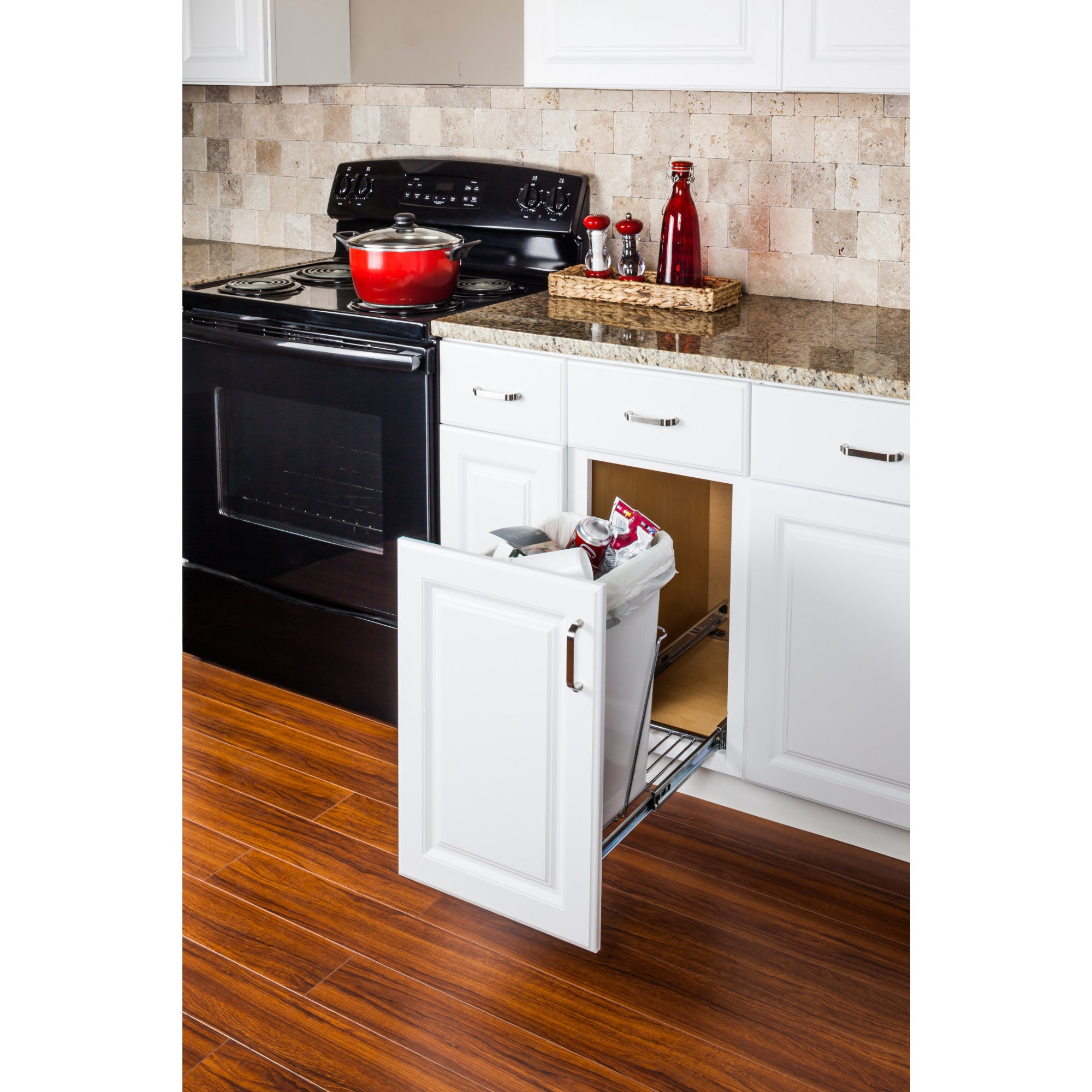 Polished Chrome Single Can Wire Bottom-Mount Trashcan Pullout