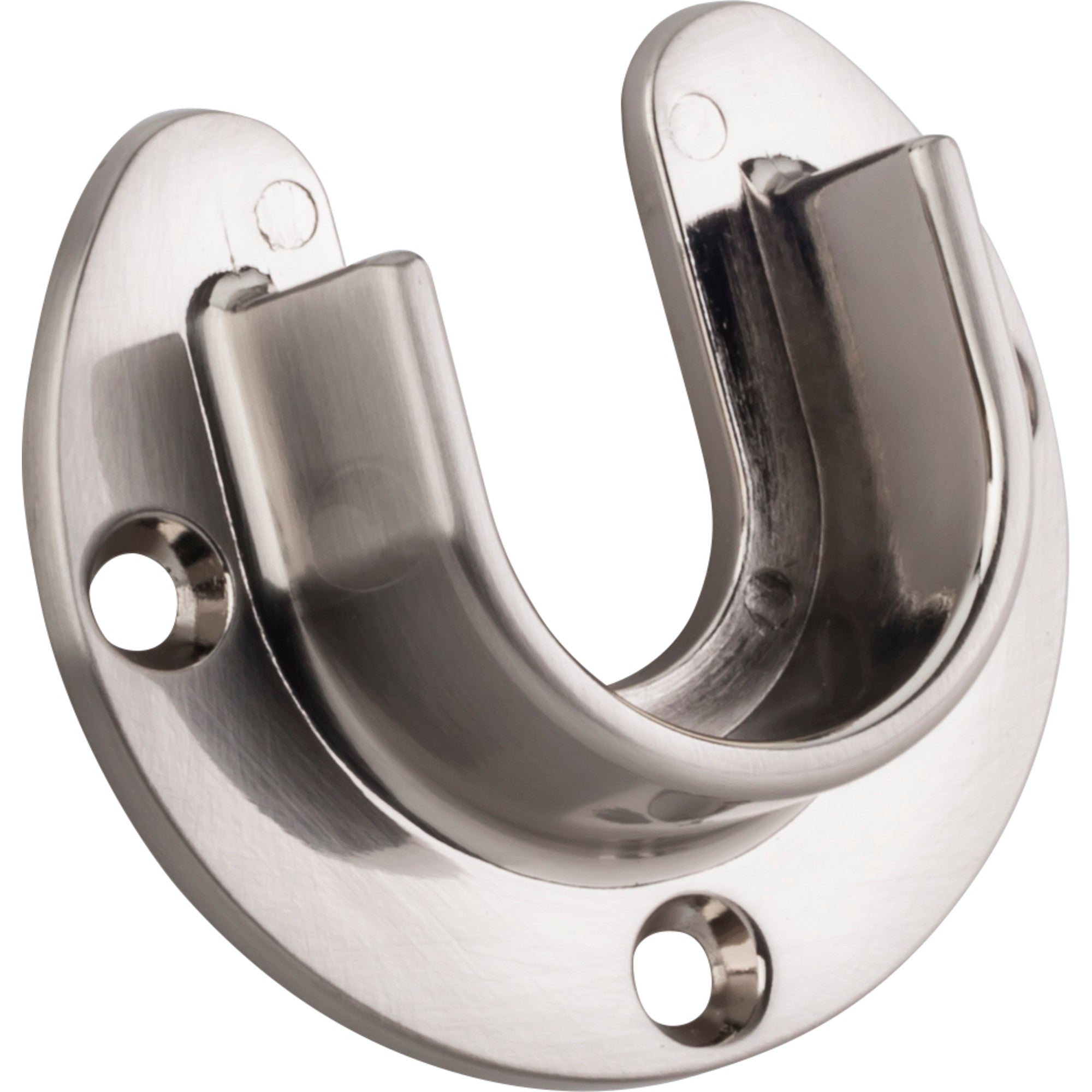 Satin Nickel Open Screw-In Mounting Bracket for 1-5/16" Round Closet Rods