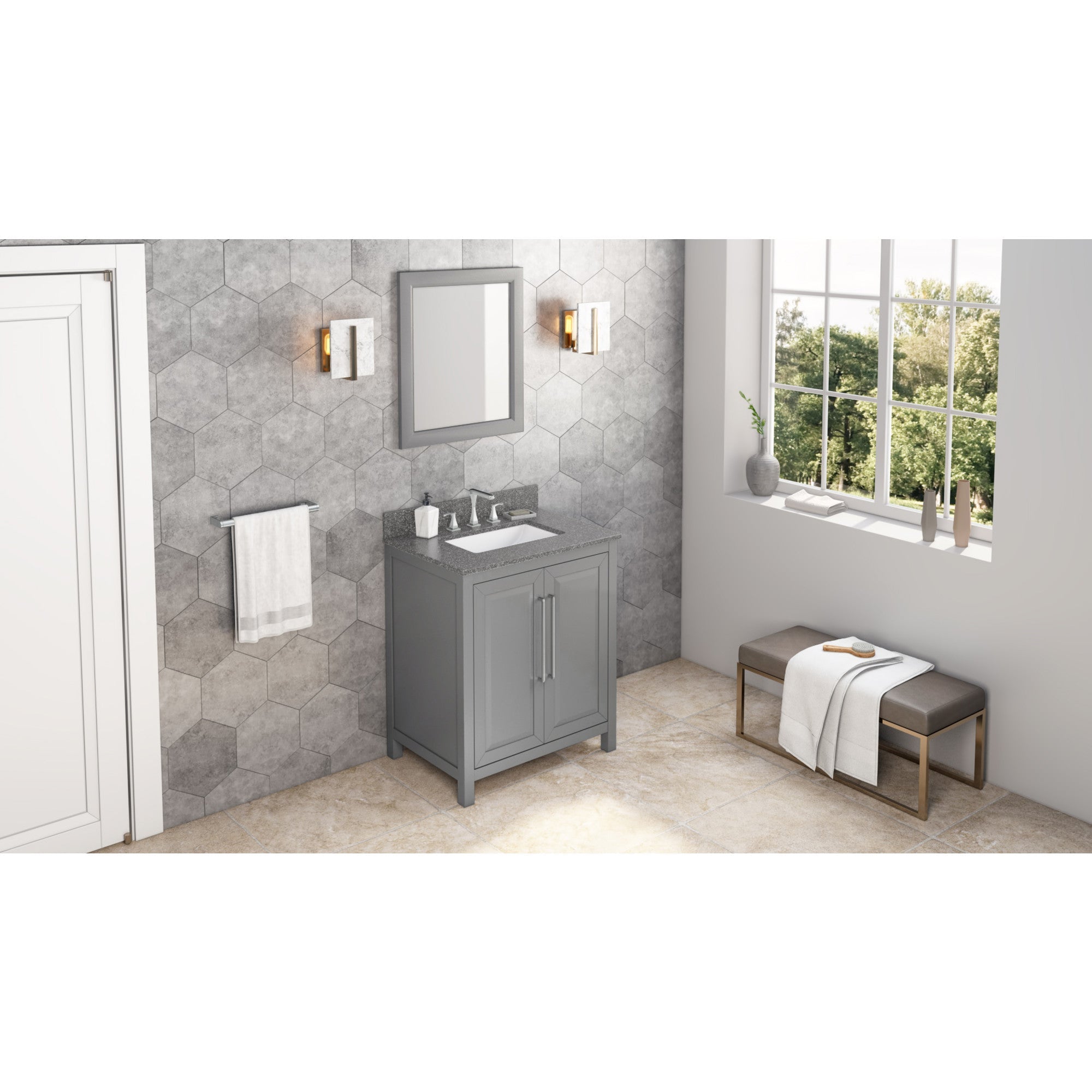 30" Cade Vanity - Grey - Boulder Cultured Marble