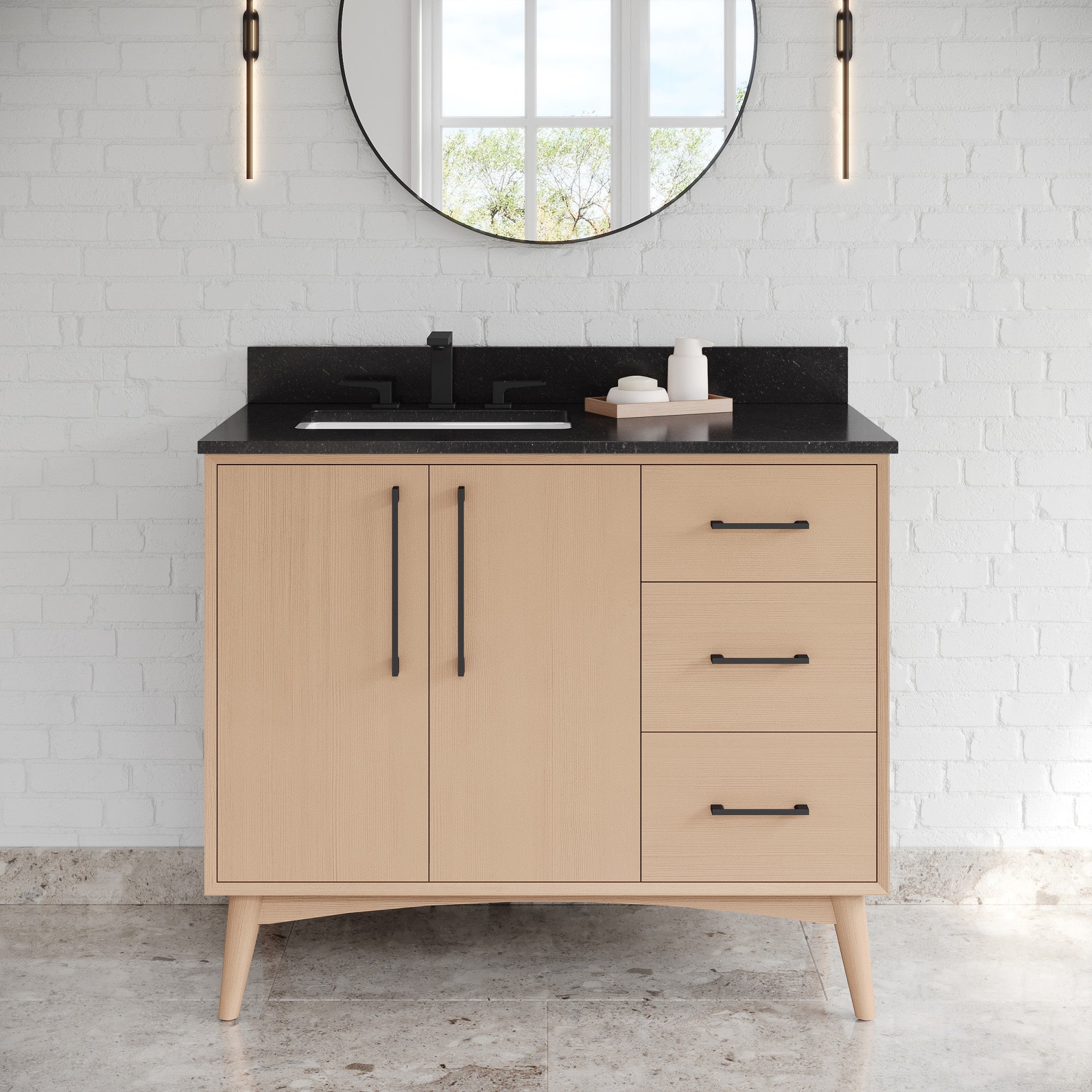 42" Dashwood Vanity – Left Offset – Natural Oak