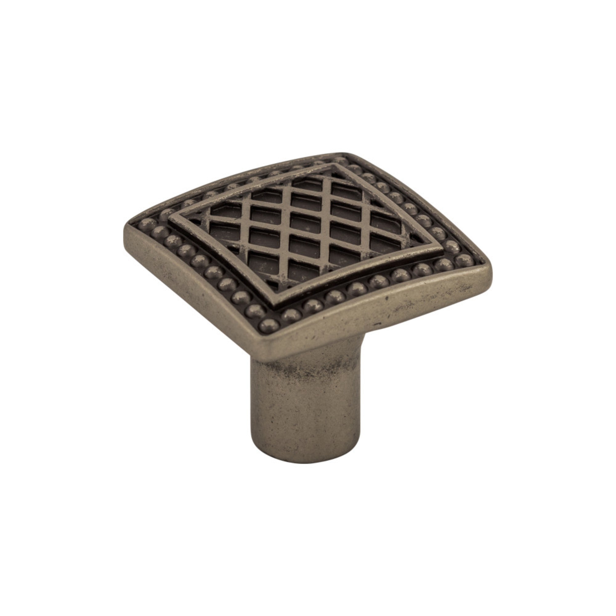 Trevi 1 1/4" Length Square Knob - Pewter Antique