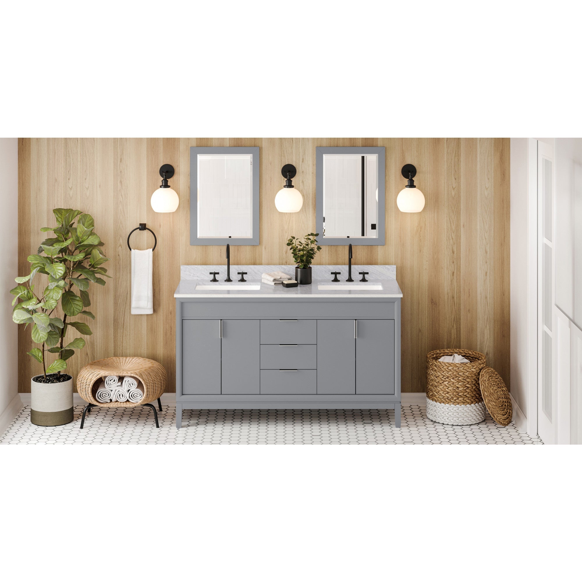 60" Theodora Vanity – Double Bowl – Grey