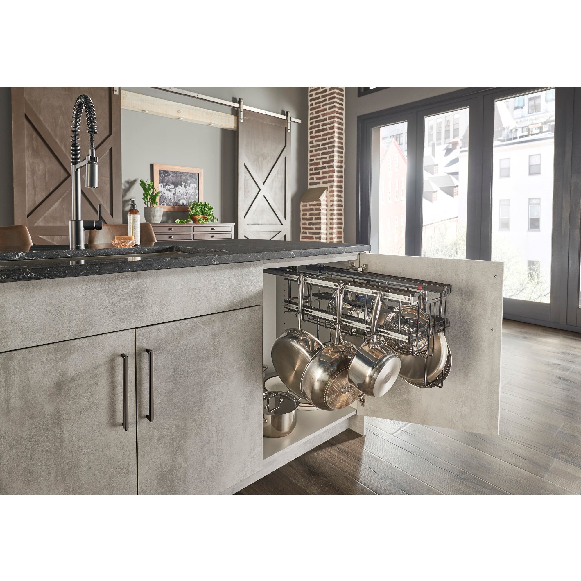 Black Nickel STORAGE WITH STYLE® Soft-close Hanging Pan Pullout
