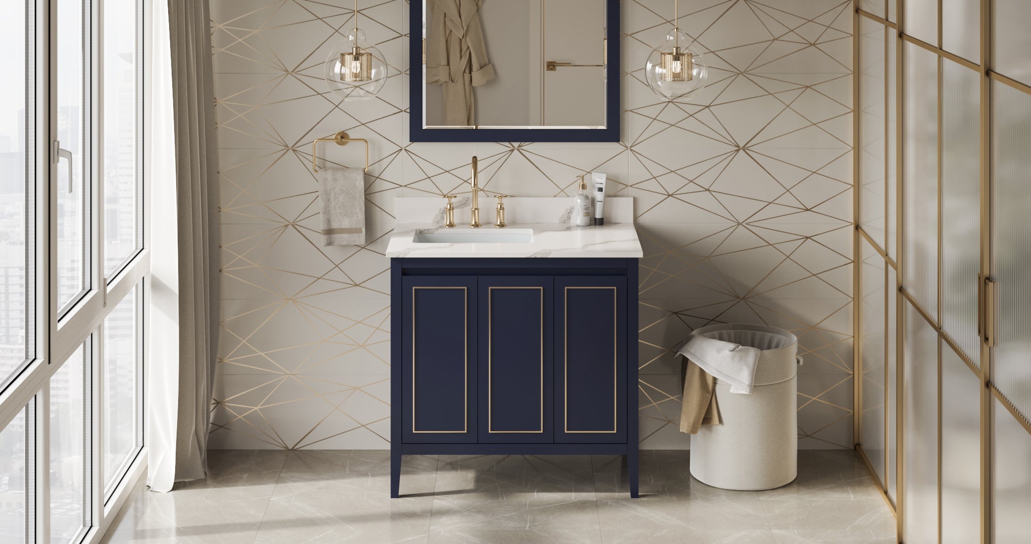 36" Percival Vanity – Left Offset – Hale Blue