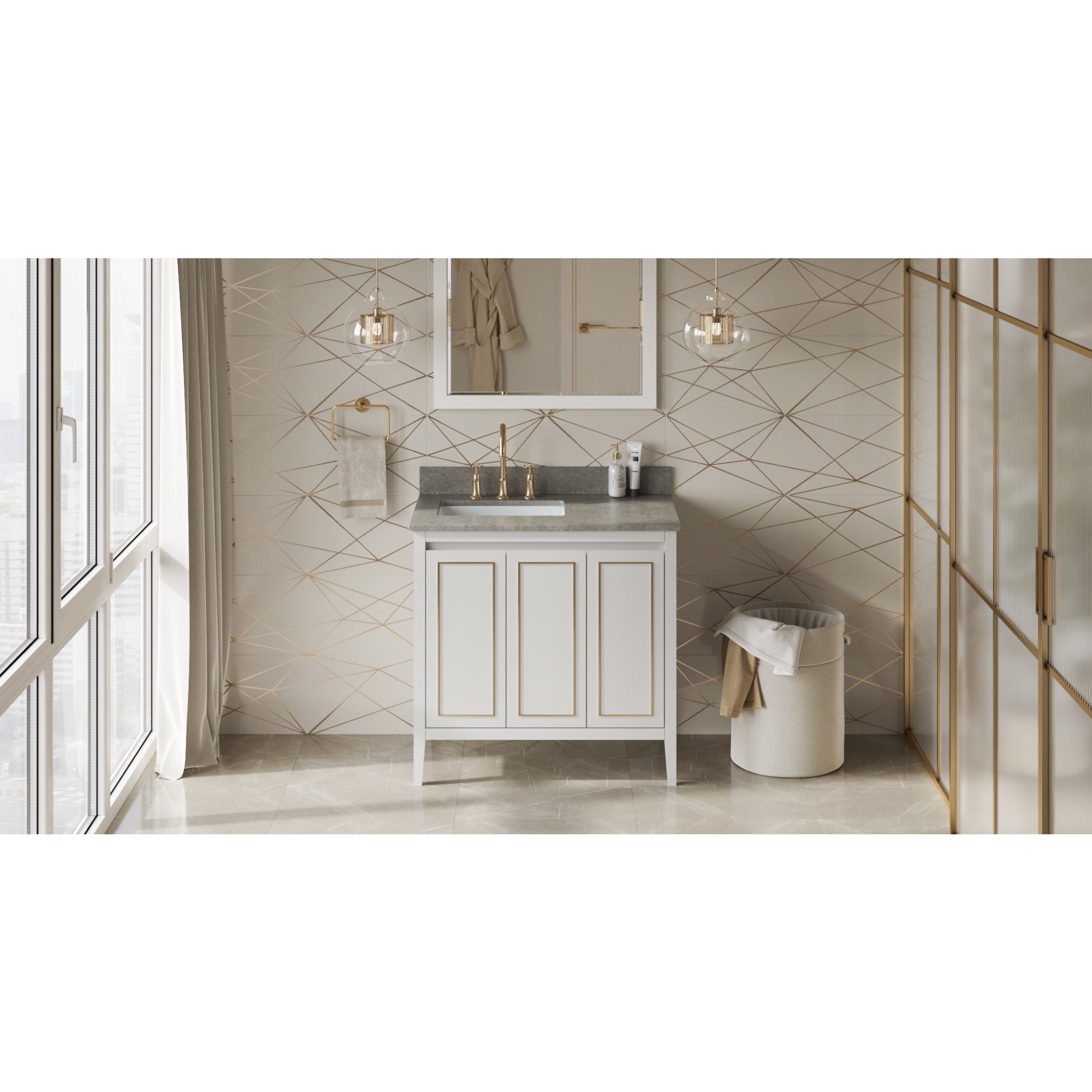 36" Percival Vanity – Left Offset – White