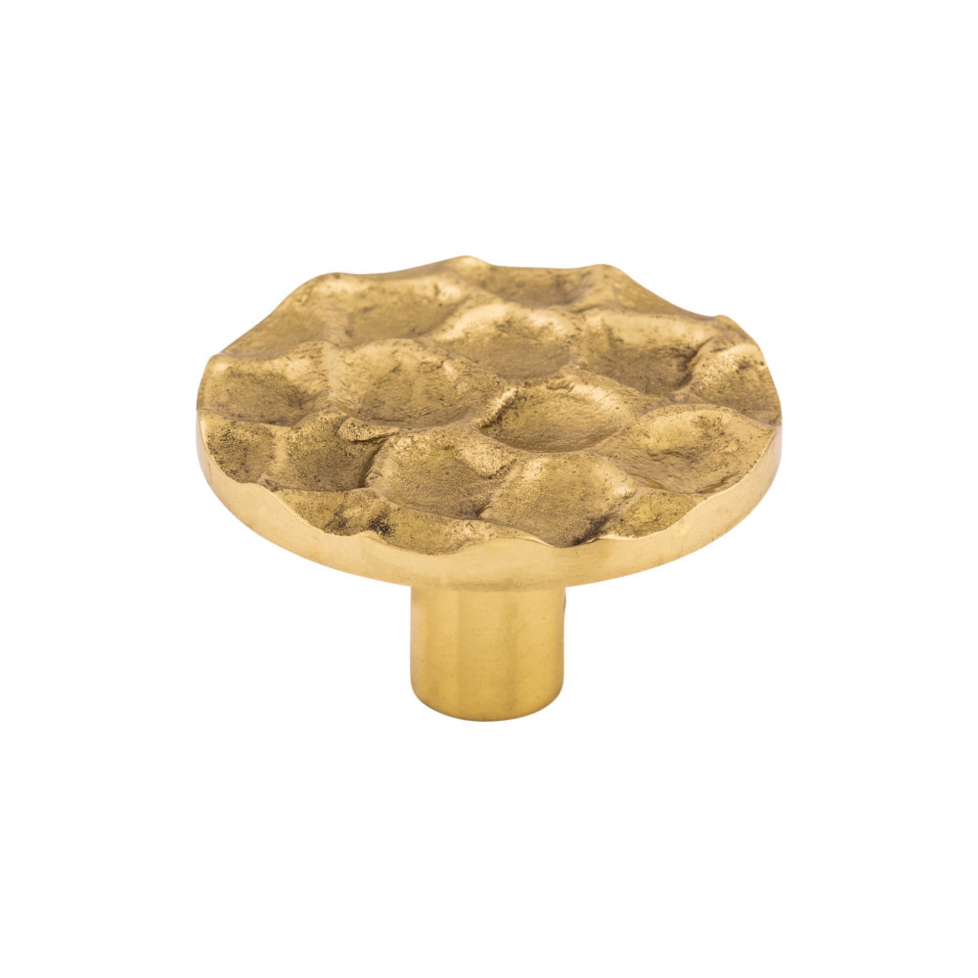 Cobblestone Round Knob - Polished Brass