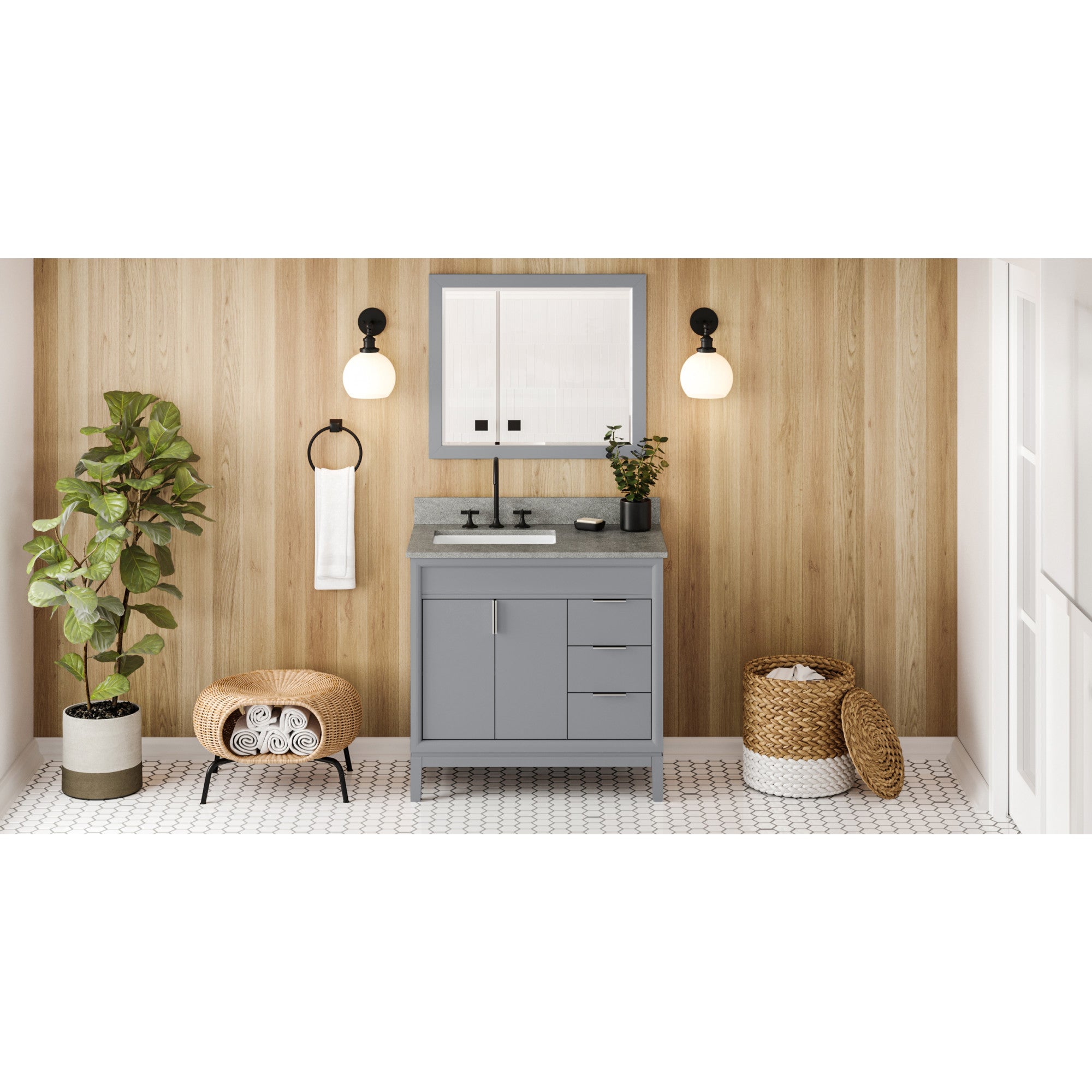 36" Theodora Vanity – Left Offset – Grey
