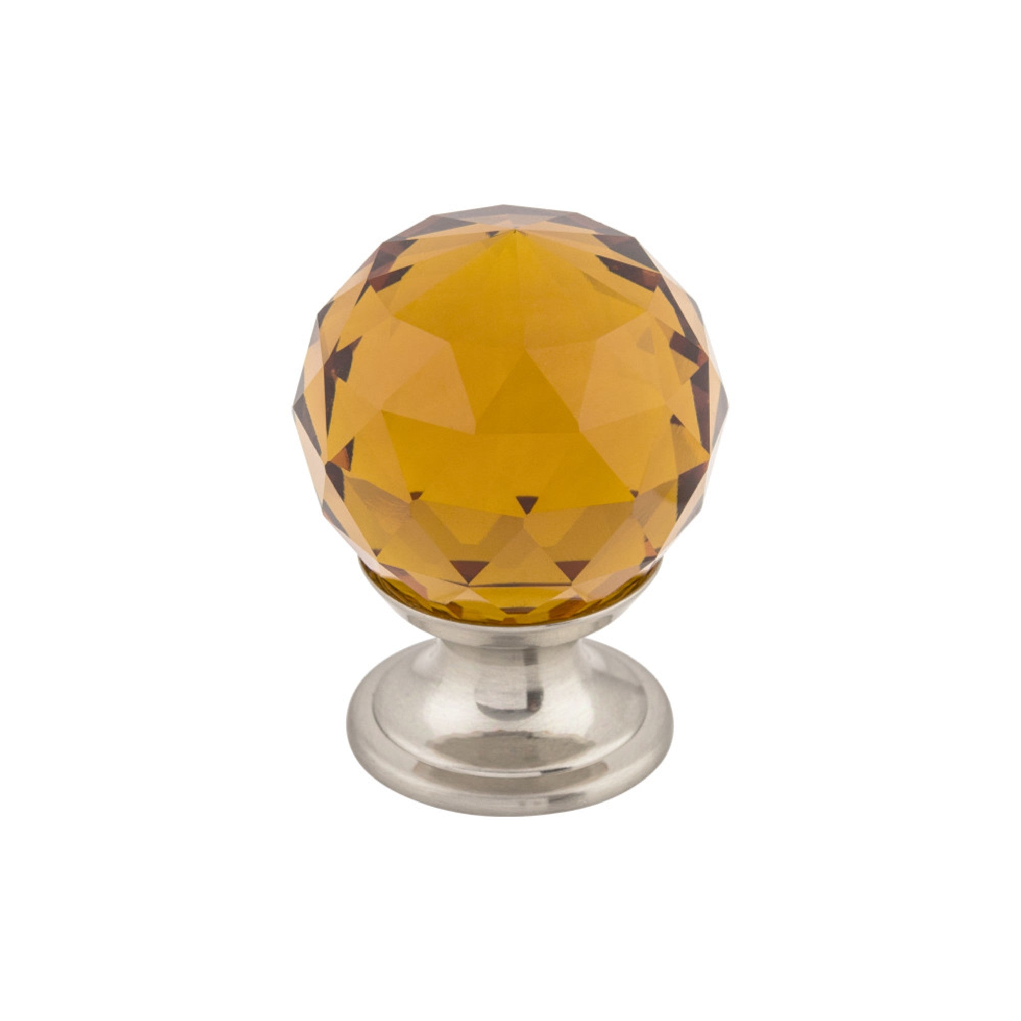 Wine Crystal Round Knob - Brushed Satin Nickel