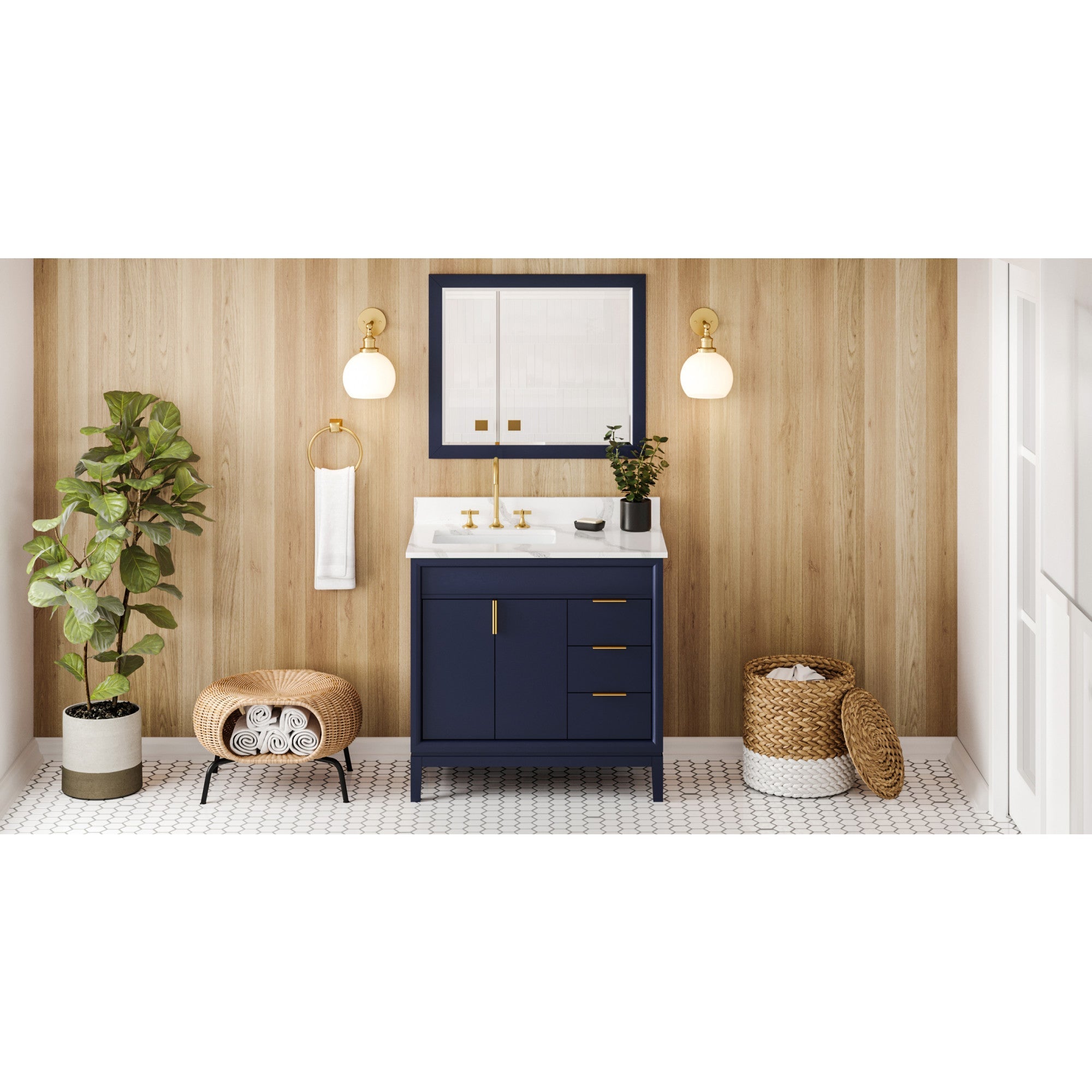 36" Theodora Vanity – Left Offset – Hale Blue