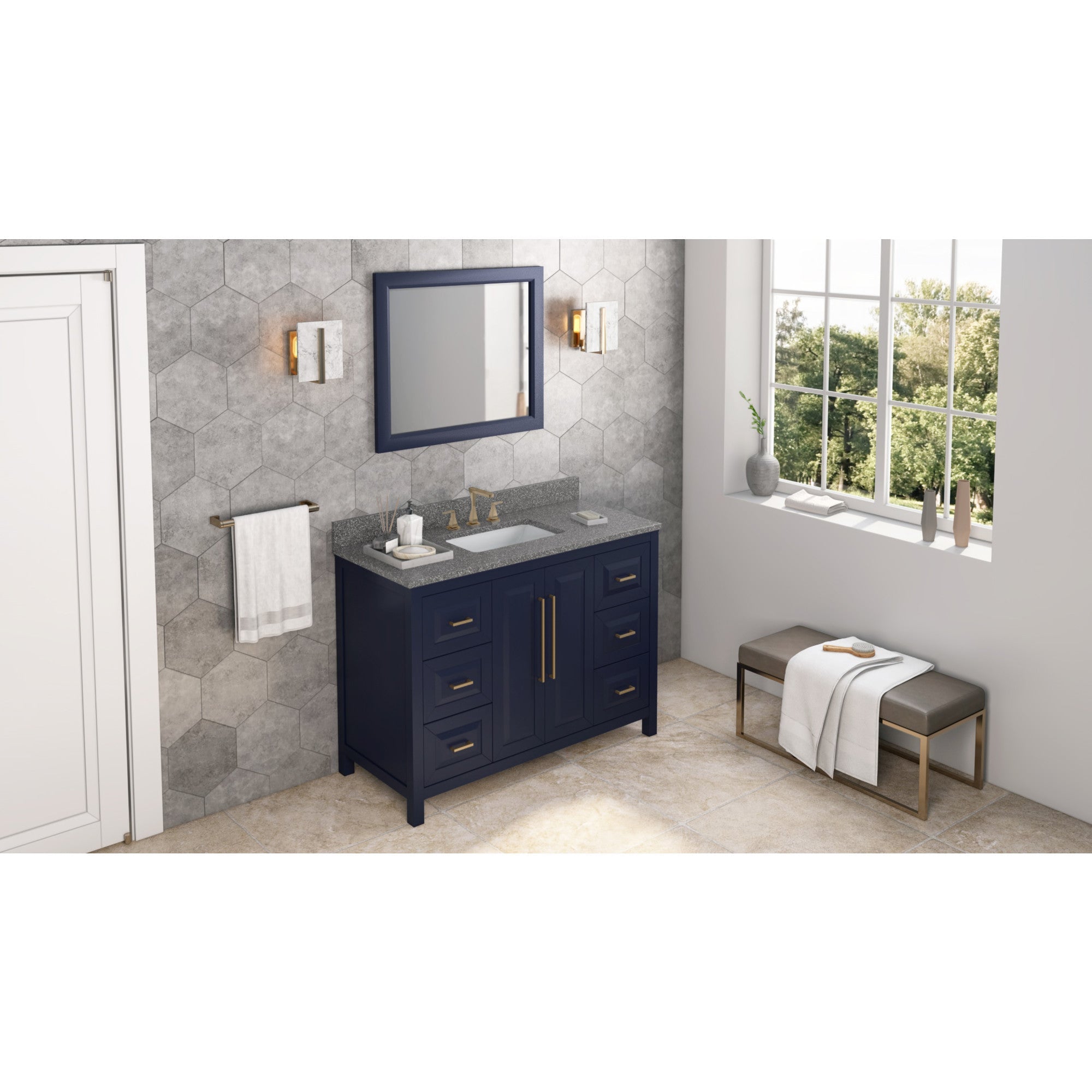 48" Cade Vanity - Hale Blue - Boulder Cultured Marble