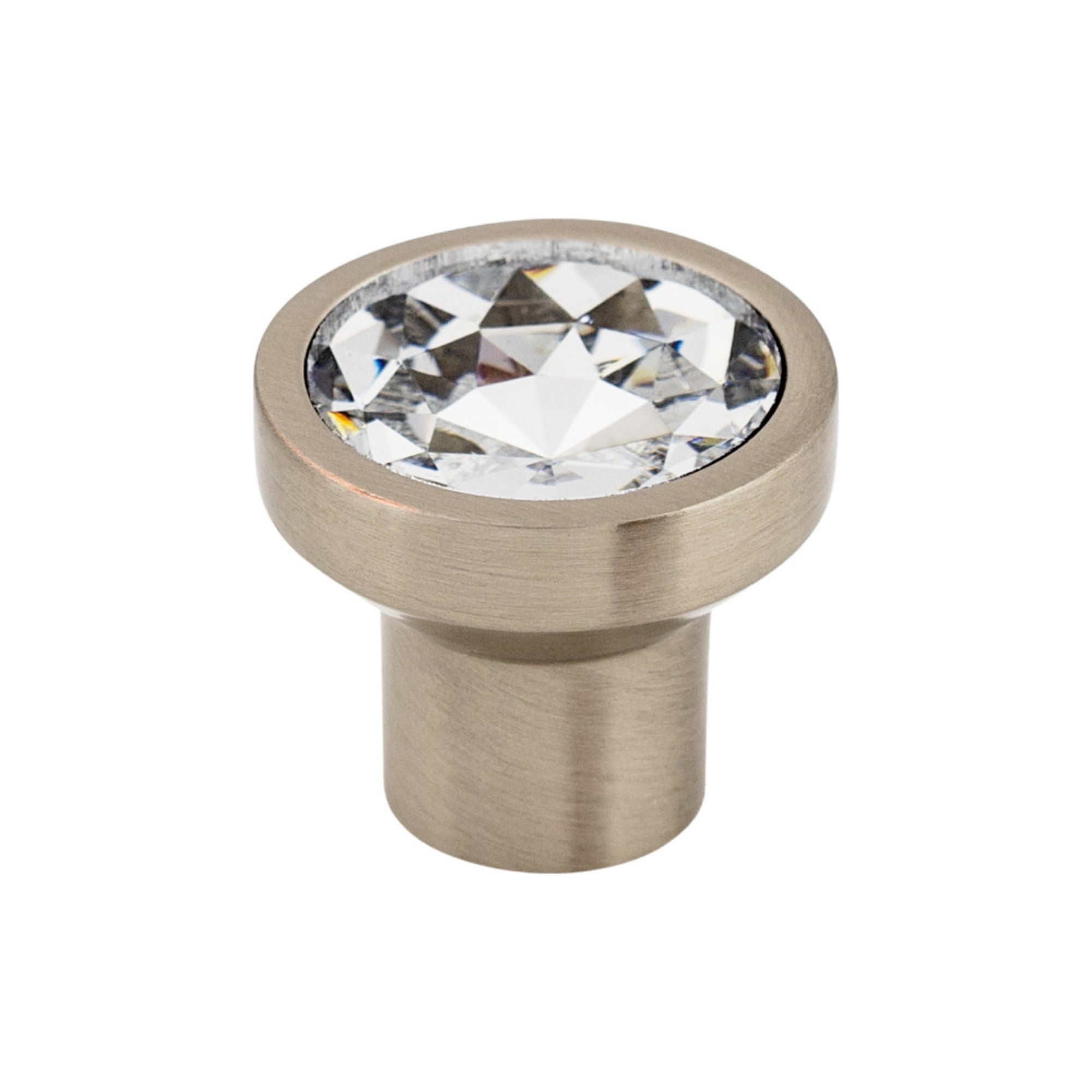 Wentworth Crystal Round Knob - Brushed Satin Nickel