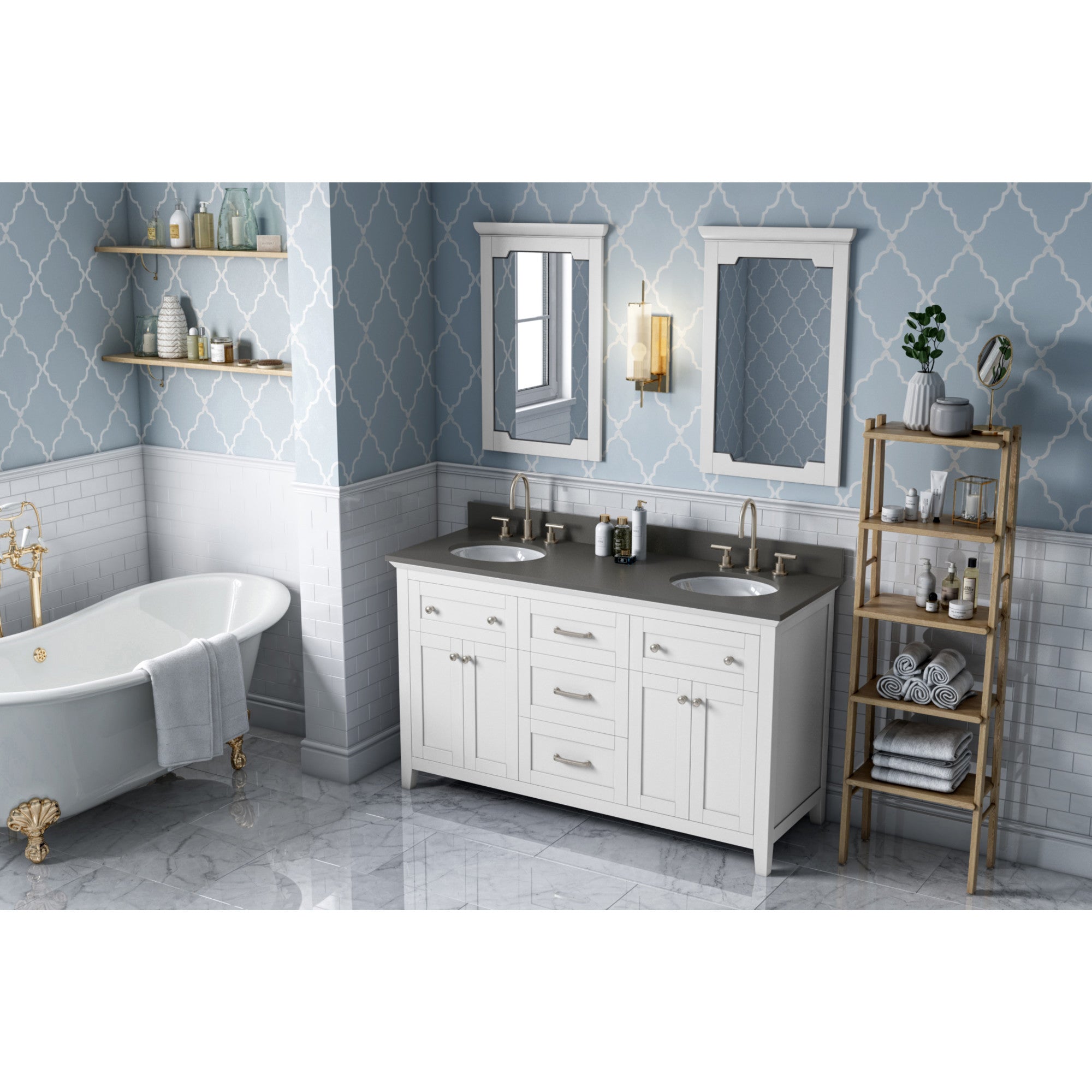 60" Chatham Vanity – Double Bowl – White