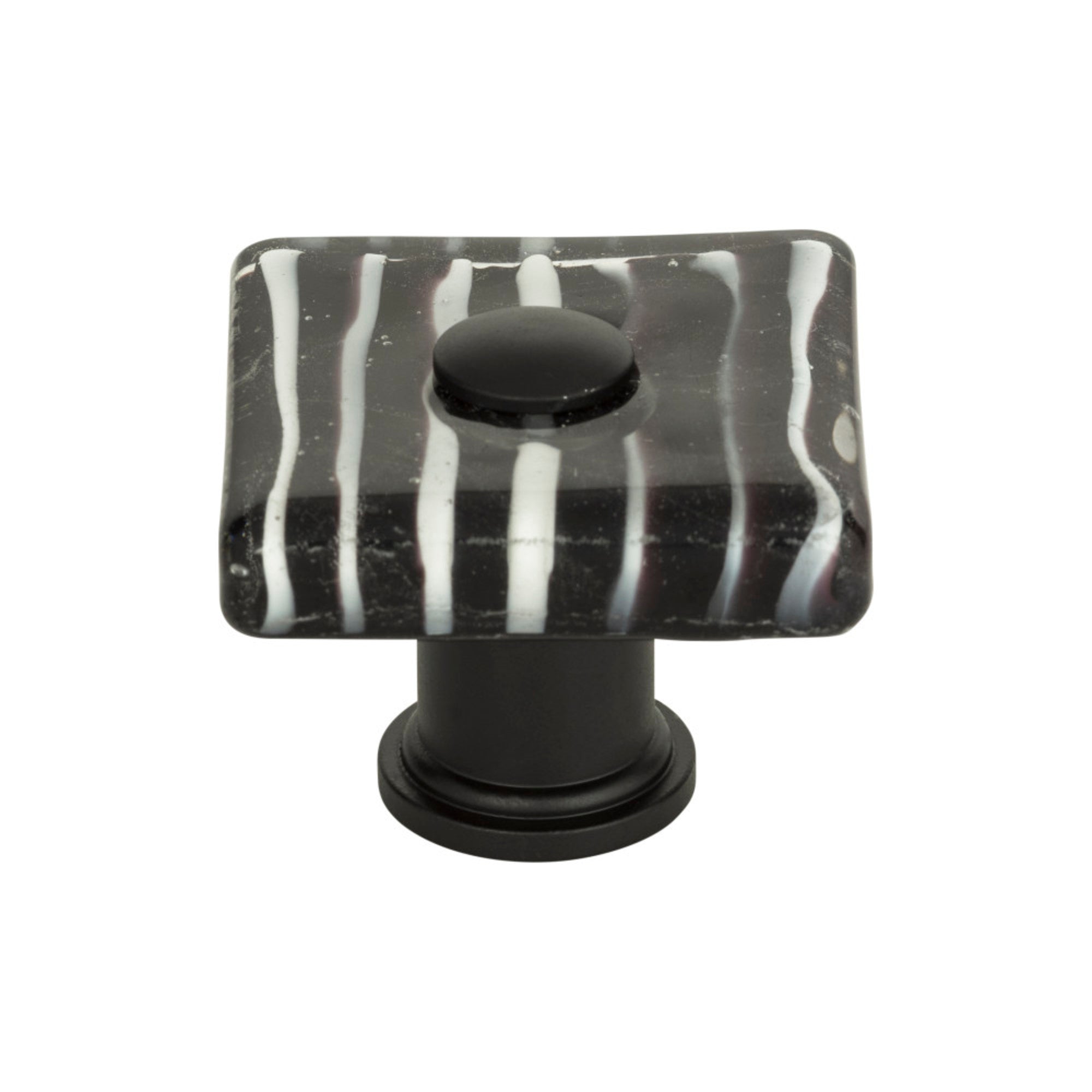 Zebra Glass Square Knob - Matte Black