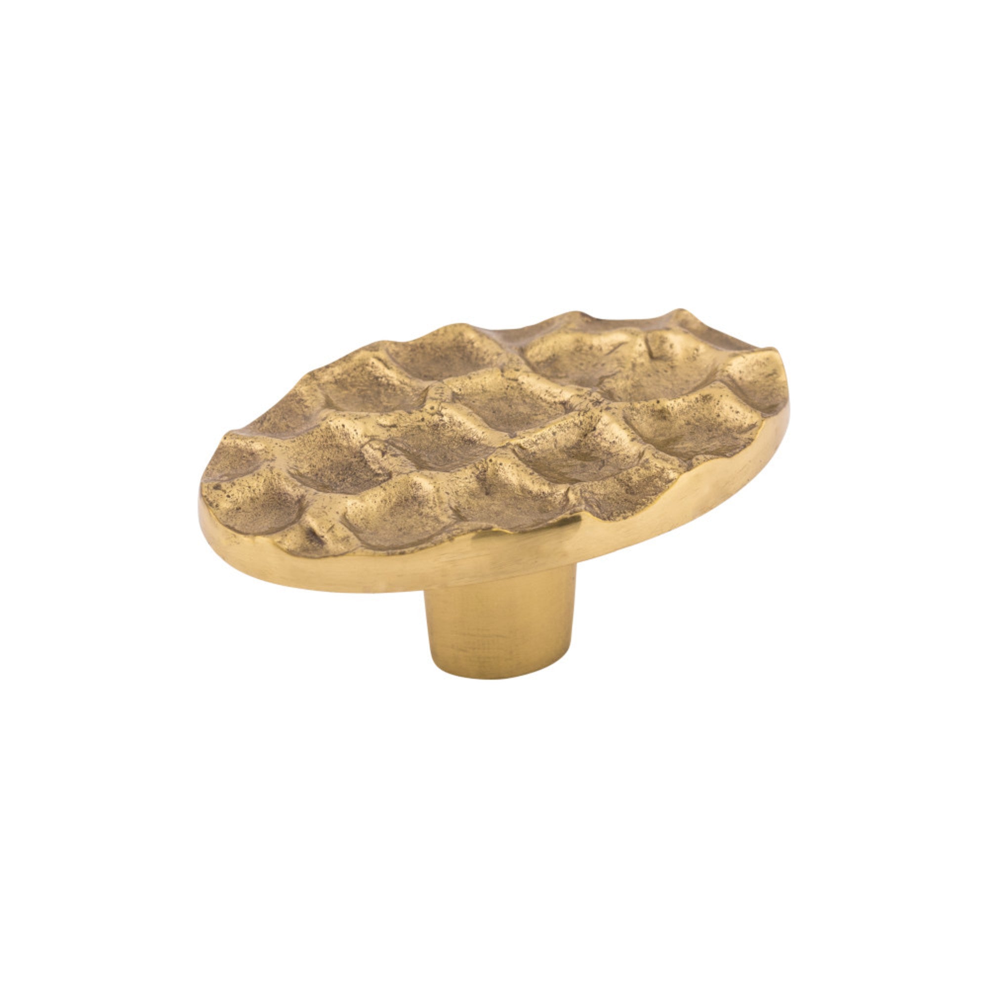 Cobblestone 2 5/8" Length Oval Knob - Polished Brass