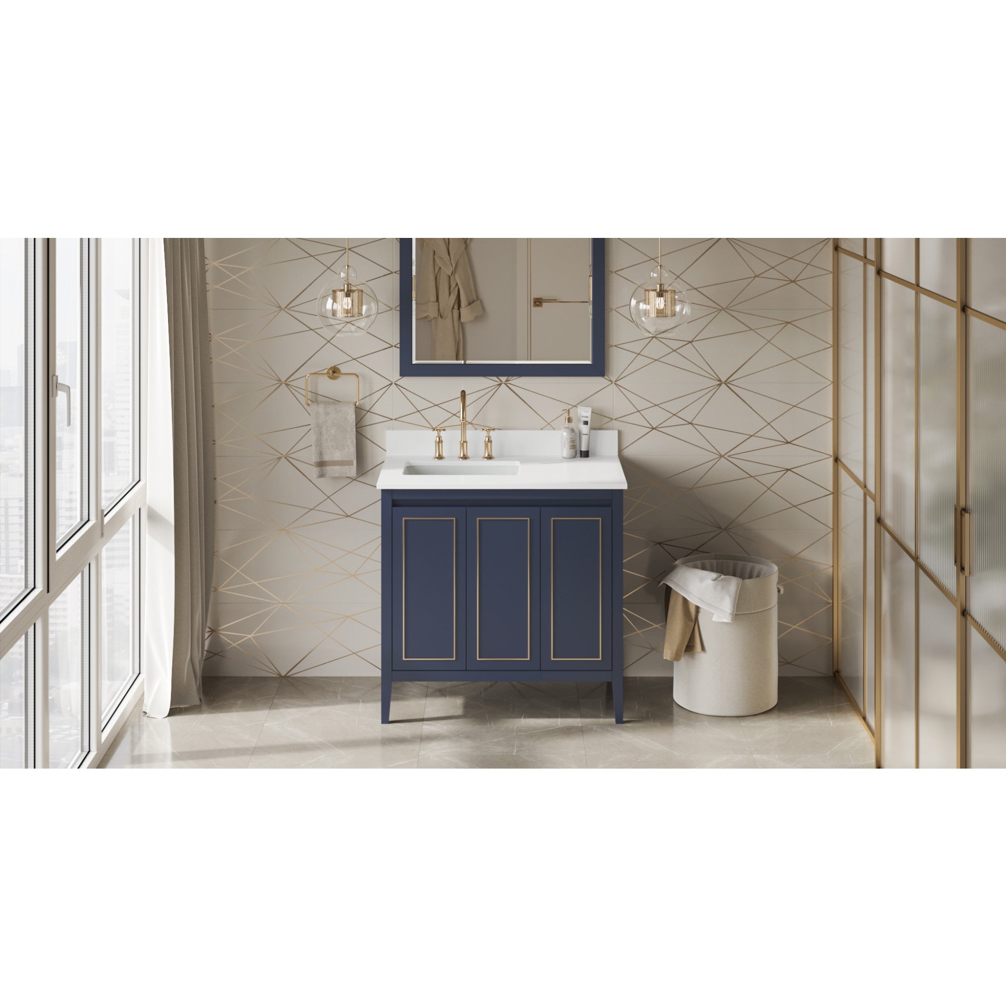 36" Percival Vanity – Left Offset – Hale Blue