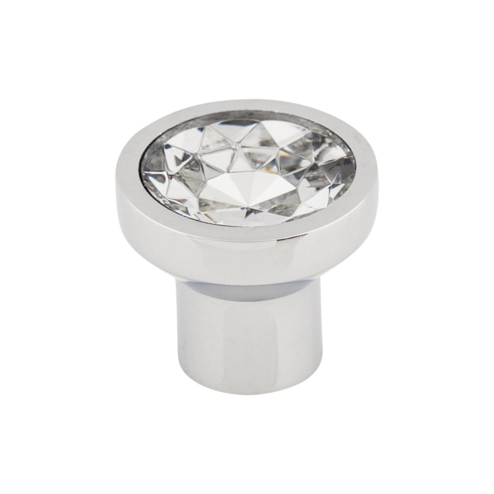 Wentworth Crystal 13/16" Diameter Round Knob - Polished Chrome