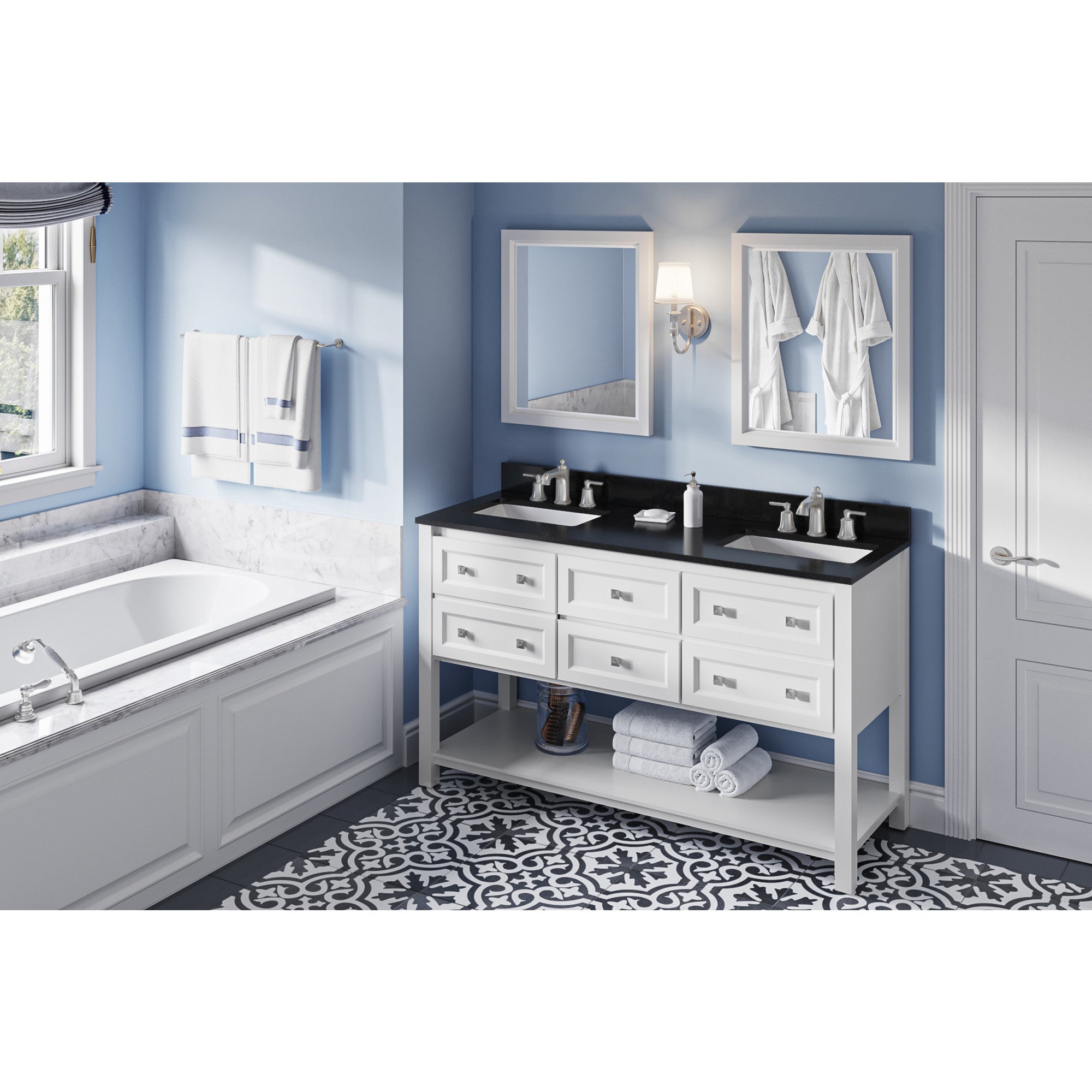 60" Adler Vanity – Double Bowl – White