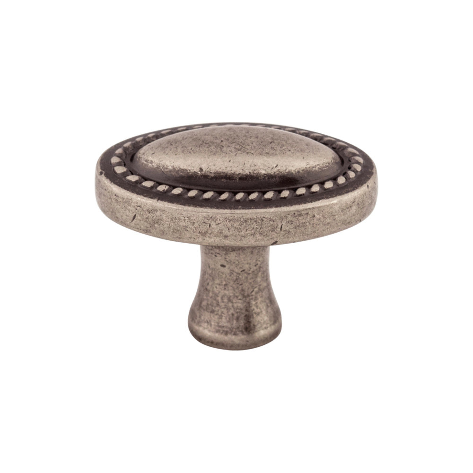 Oval Rope Oval Knob - Pewter Antique