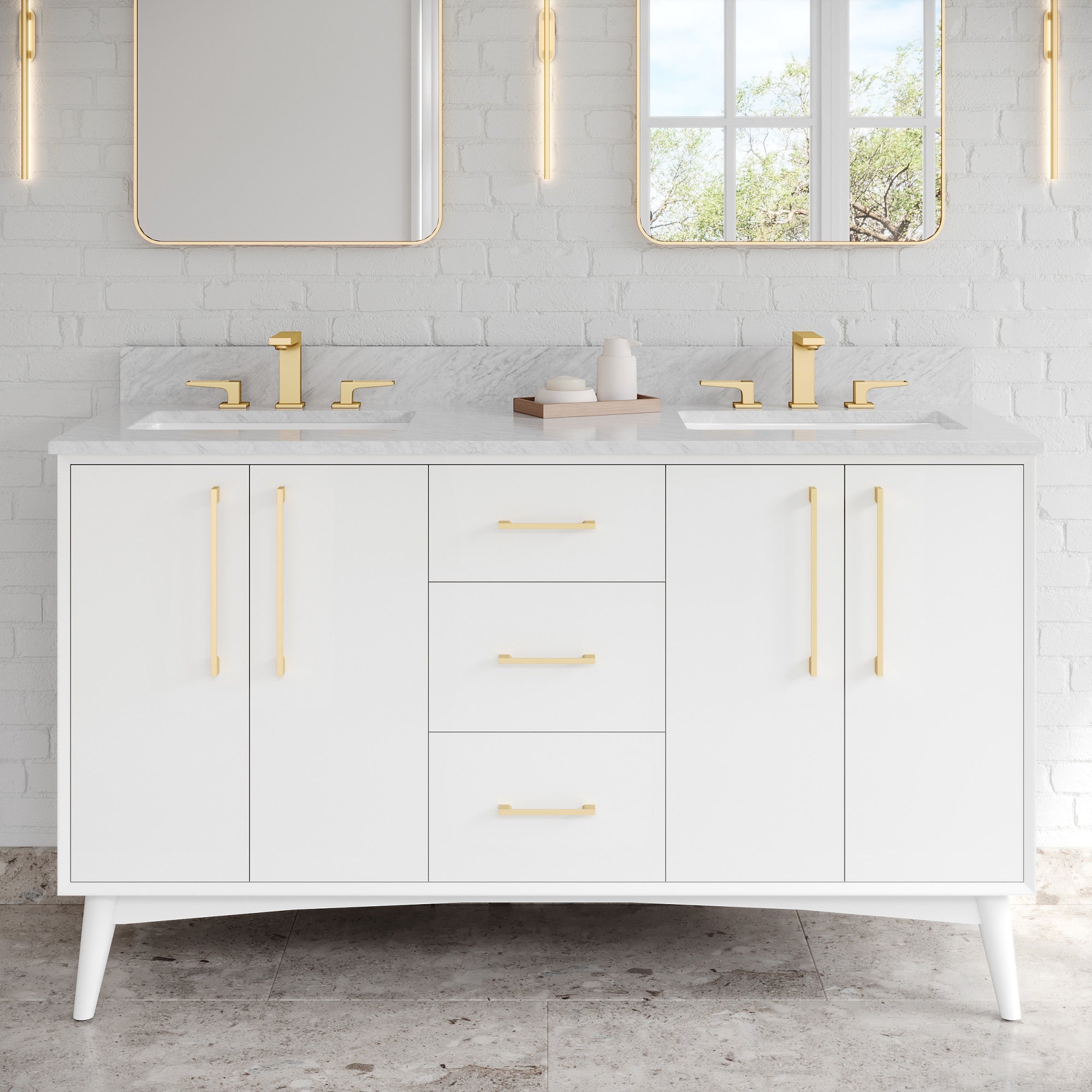 60" Dashwood Vanity – Double Bowl – White