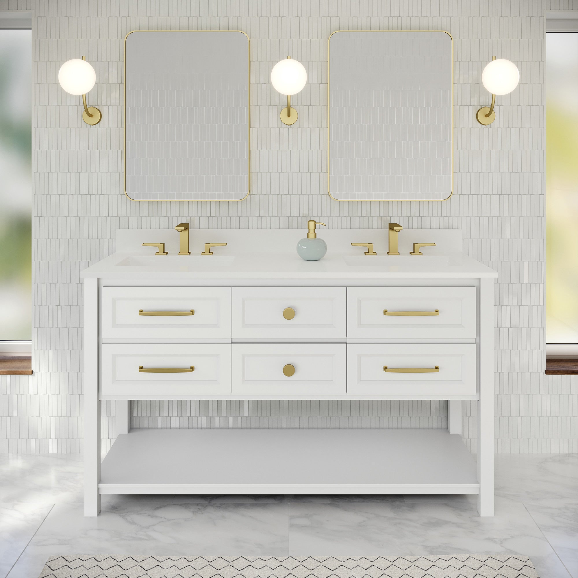 60" Kipling Vanity – Double Bowl – White
