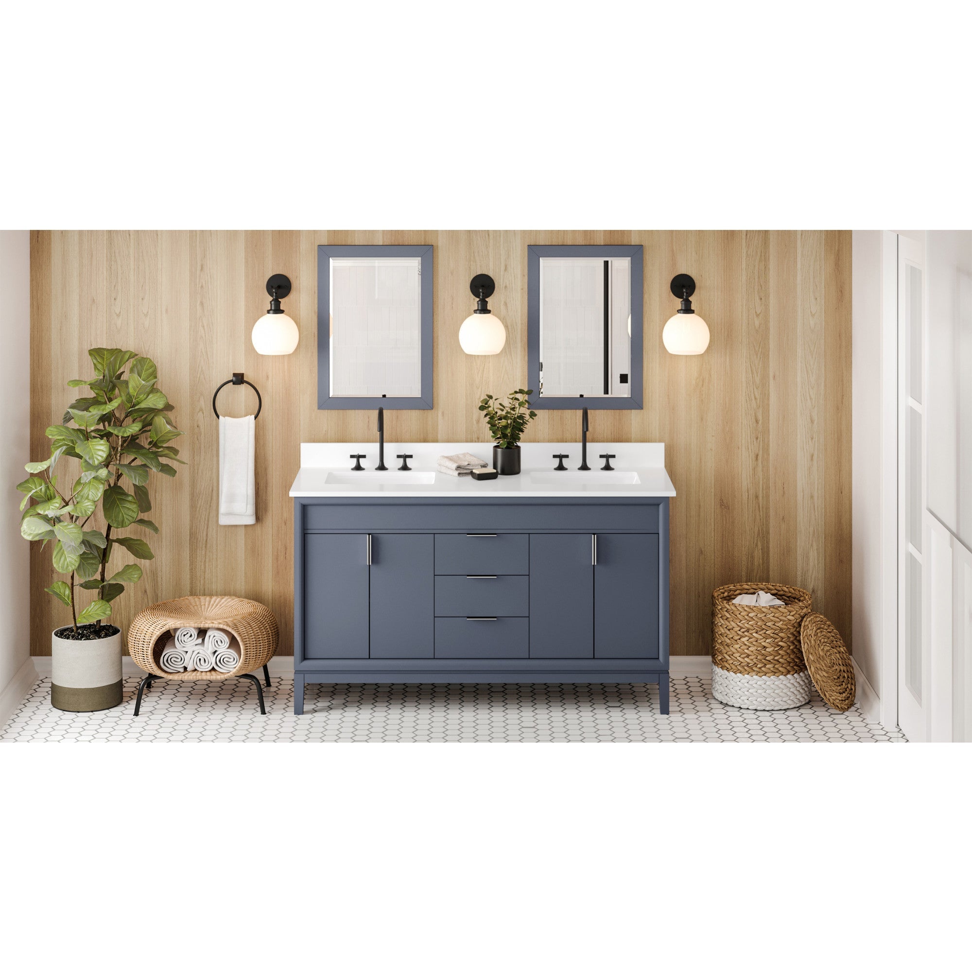 60" Theodora Vanity – Double Bowl – Blue Steel