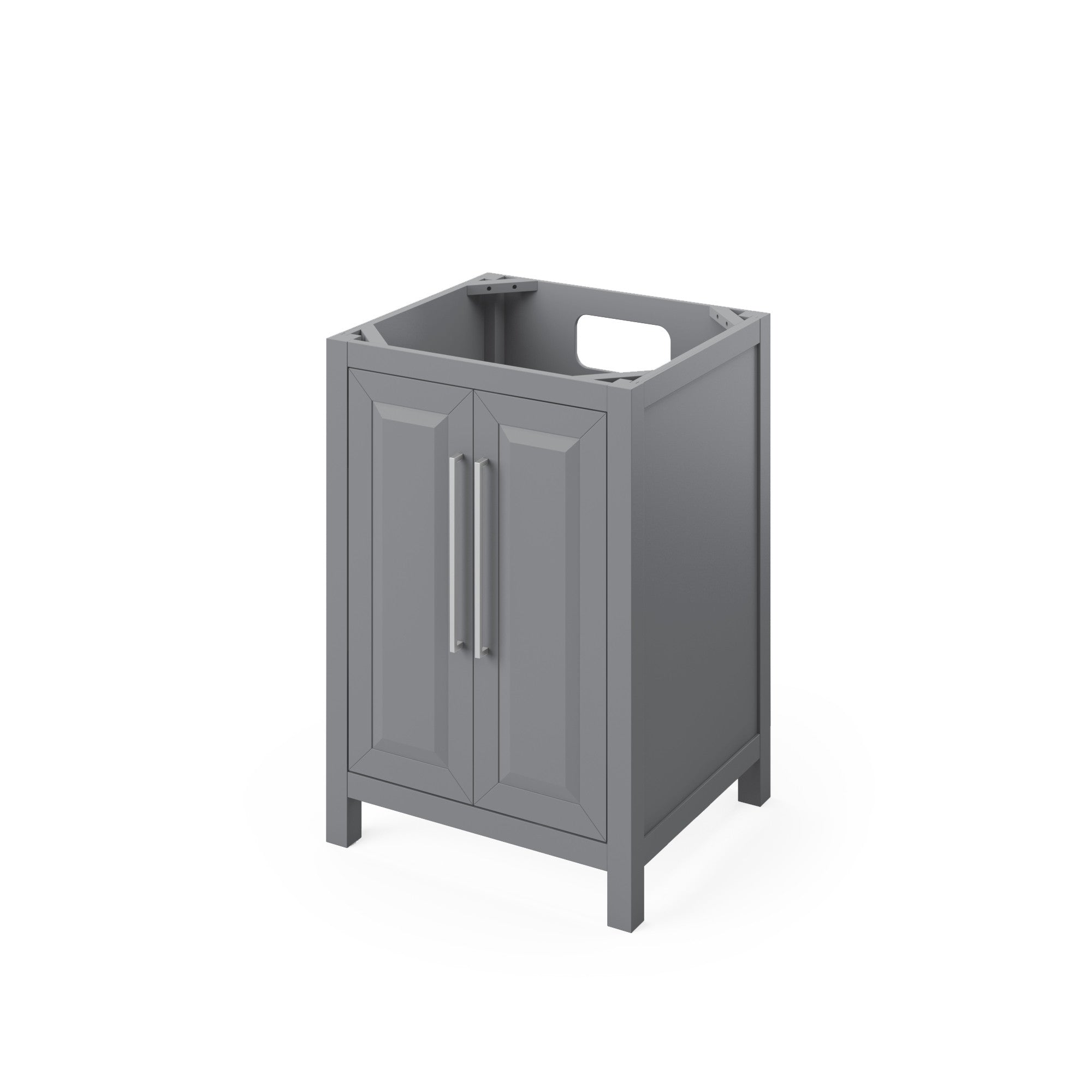 24" Grey Cade Vanity, Steel Grey Cultured Marble Vanity Top, undermount rectangle bowl