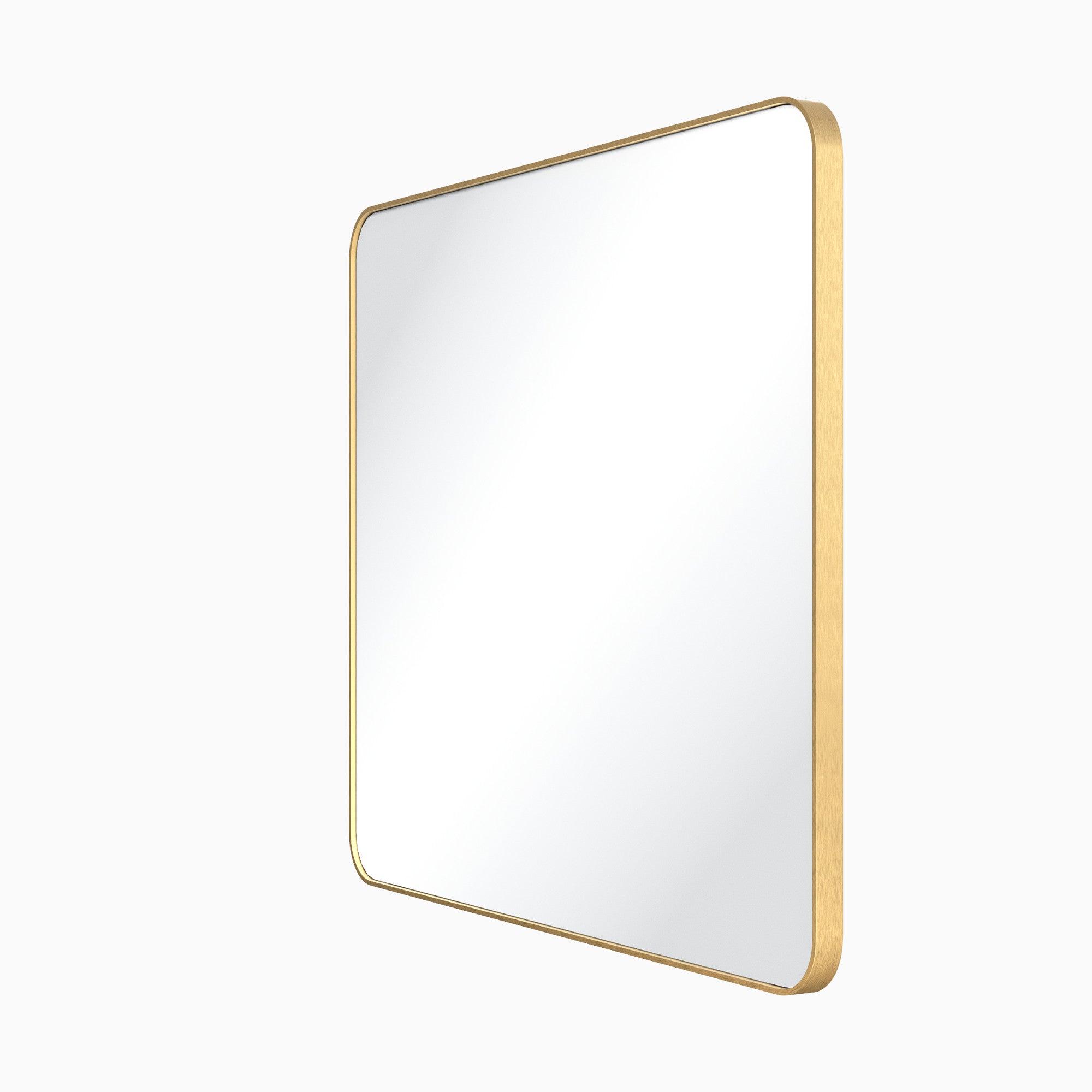 33" W x 1" D x 28" H Brushed Gold Rounded Rectangle Metal Frame Mirror