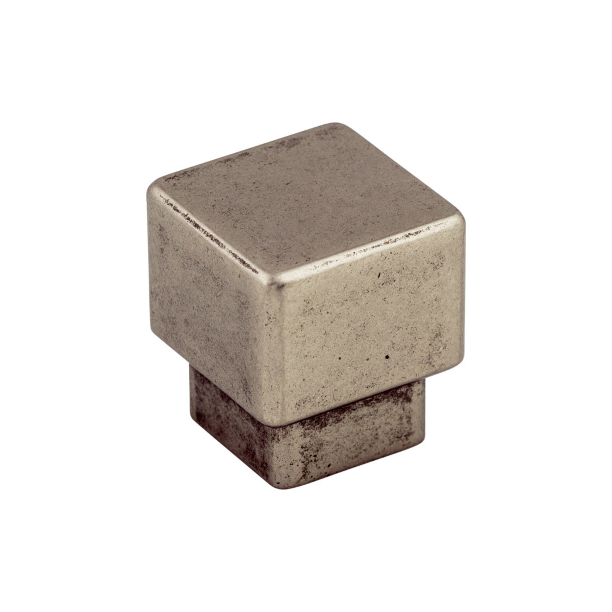 Tapered 1" Length Square Knob - Pewter Antique