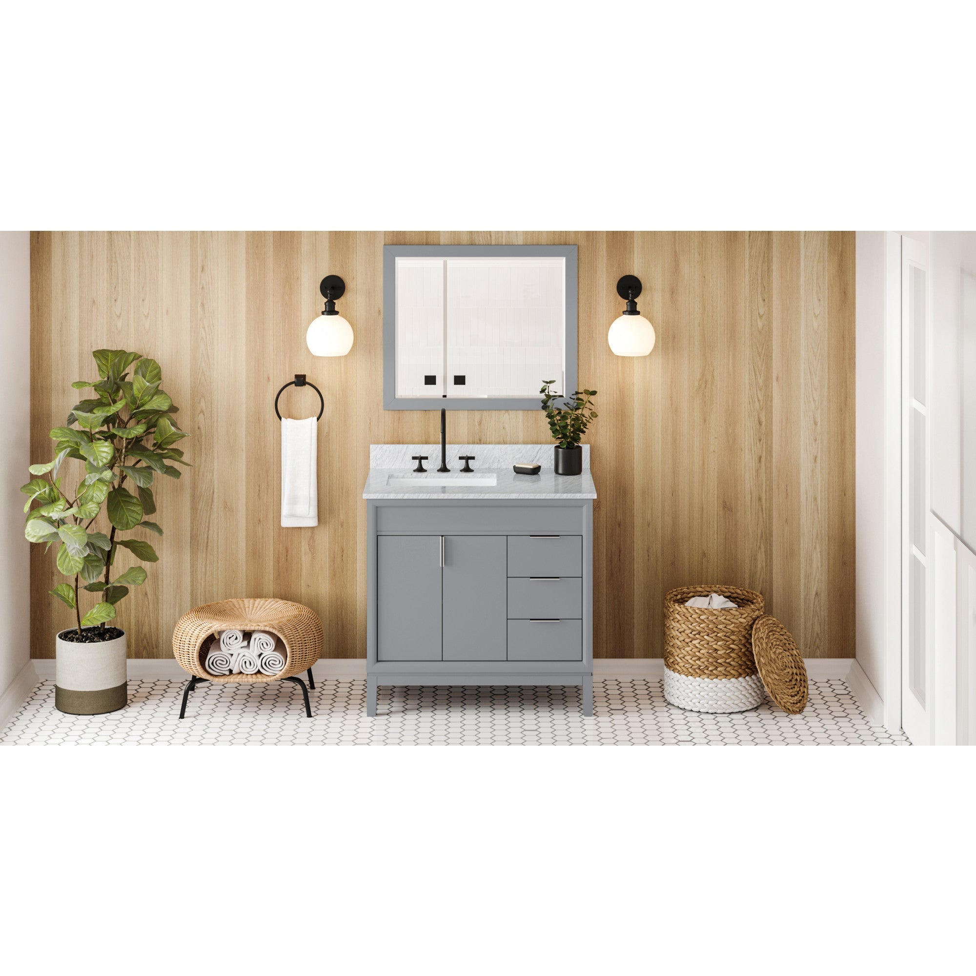 36" Theodora Vanity – Left Offset – Grey