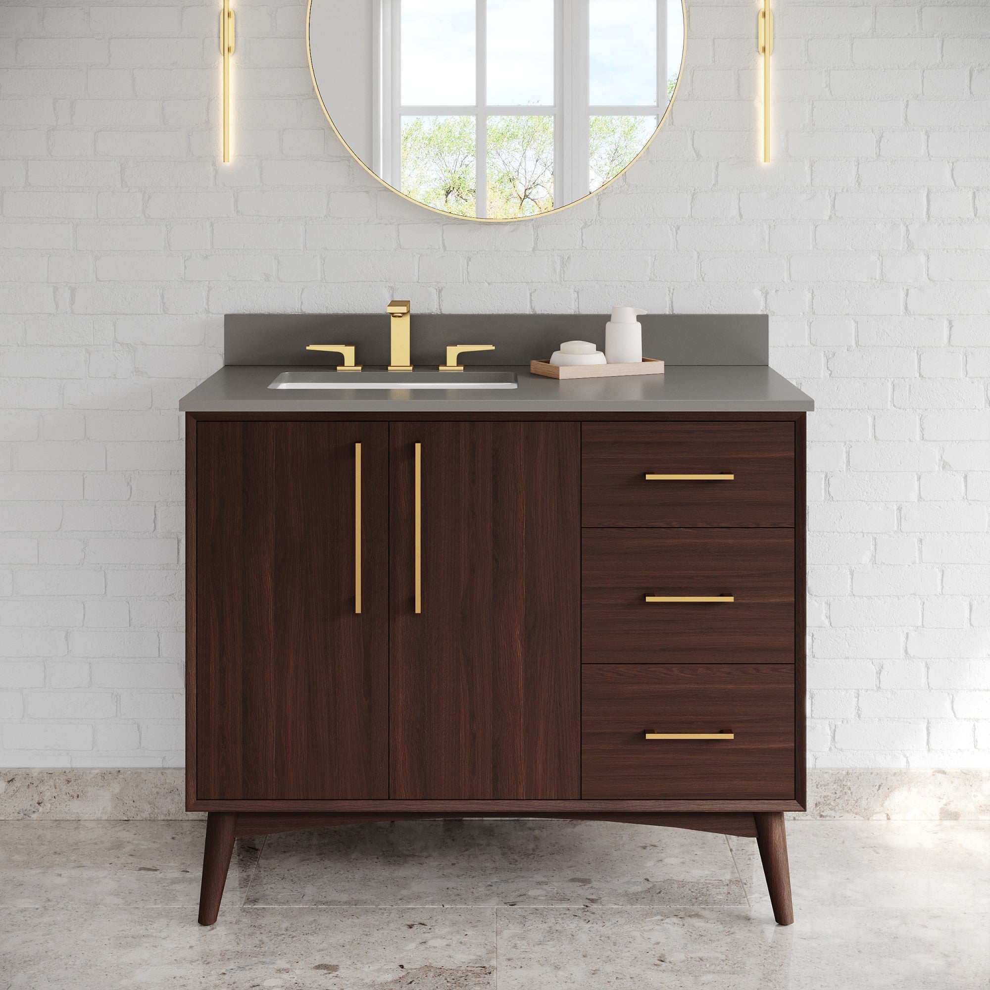 42" Dashwood Vanity – Left Offset – Dark Walnut