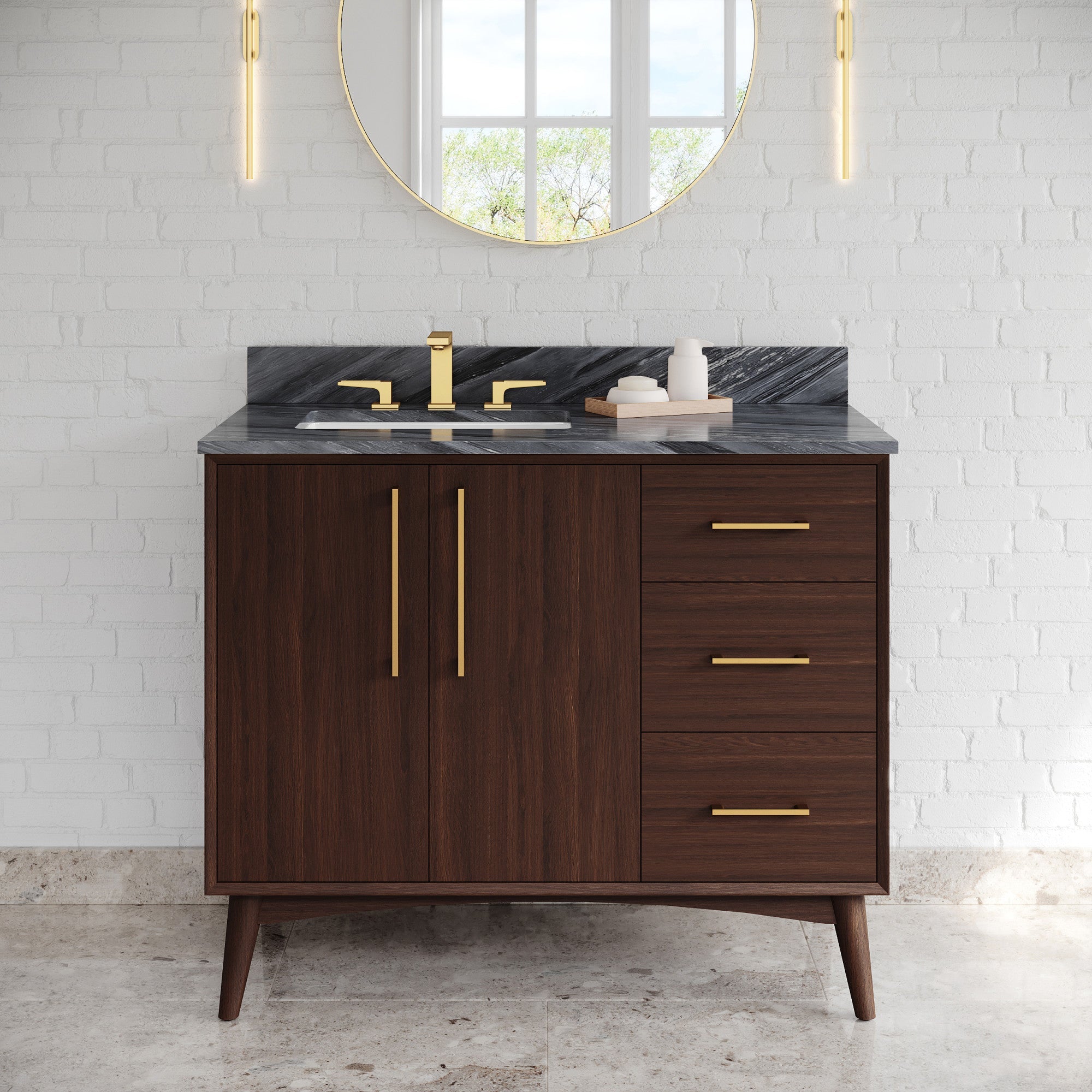 42" Dashwood Vanity – Left Offset – Dark Walnut