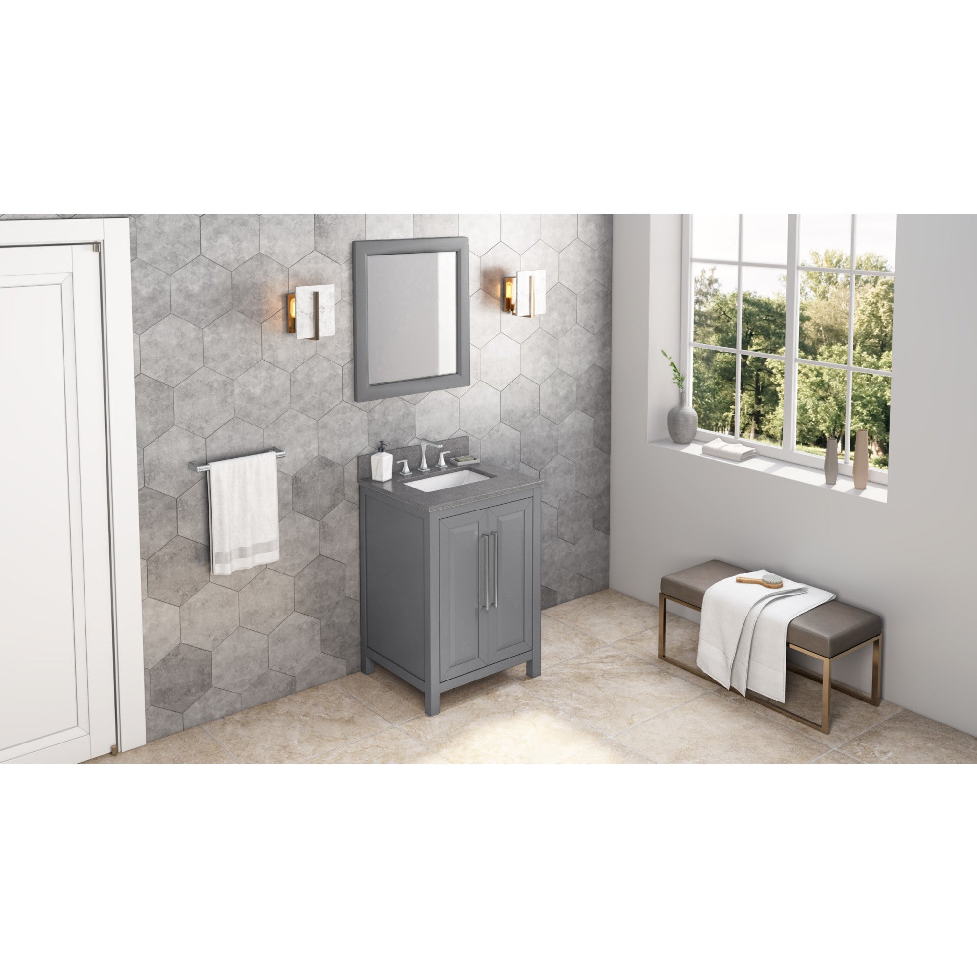 24" Cade Vanity - Grey - Steel Grey Cultured Marble