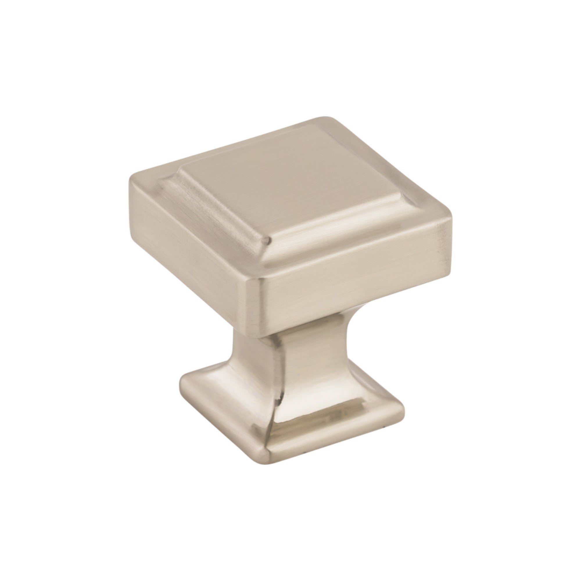 Ascendra 1 1/8" Length Square Knob - Brushed Satin Nickel