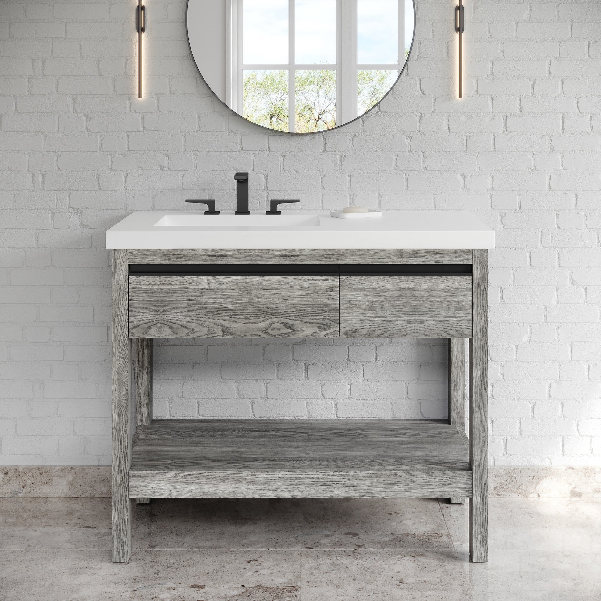 42" Jubilee Vanity – Left Offset – Weathered Grey