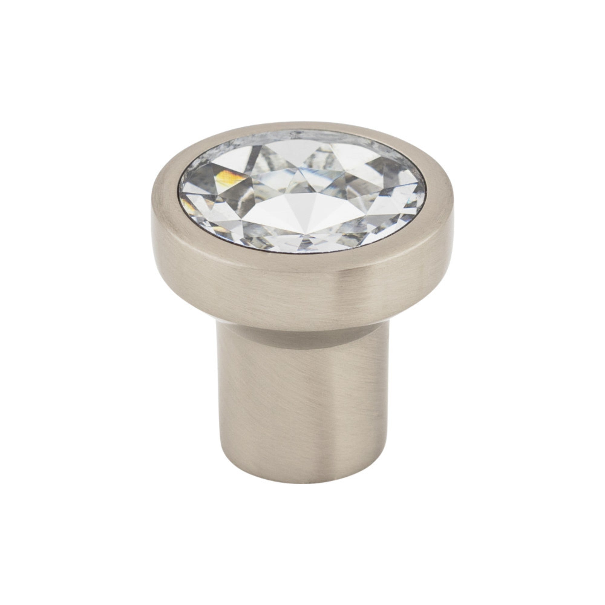 Wentworth Crystal Round Knob - Brushed Satin Nickel