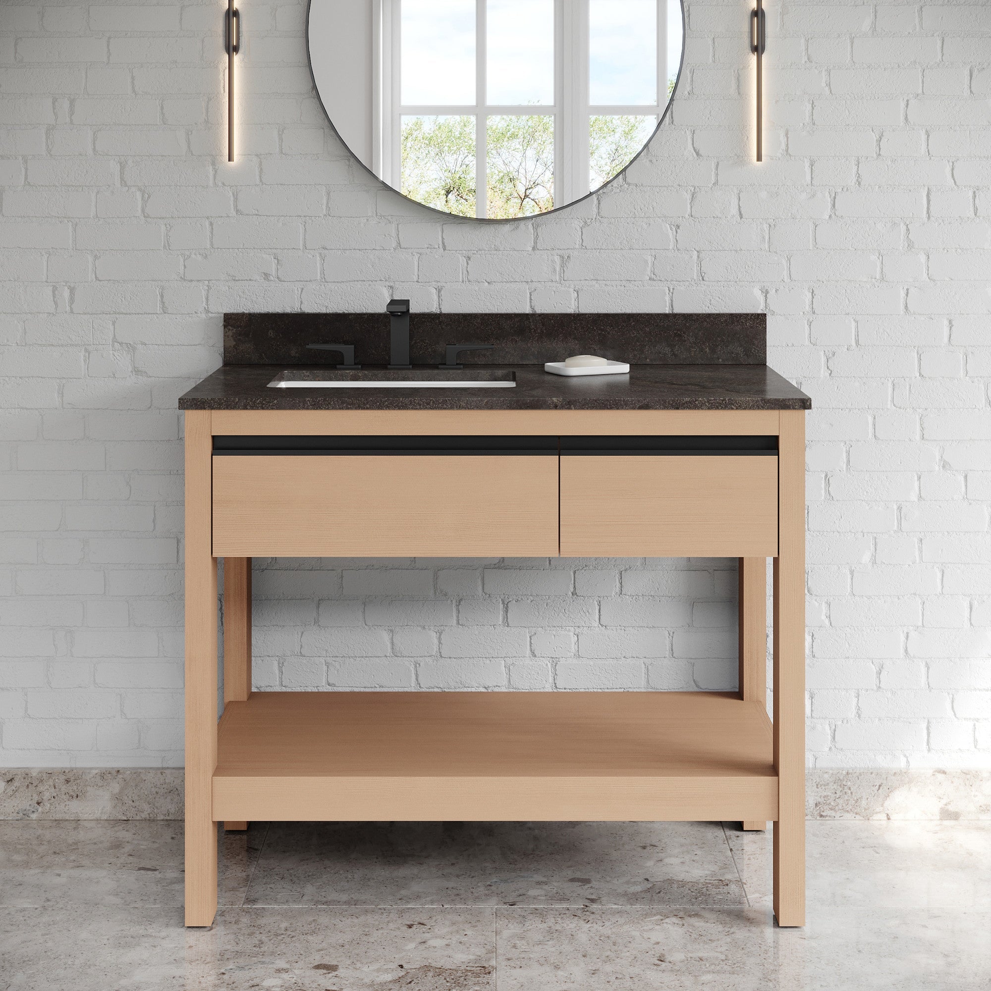42" Jubilee Vanity – Left Offset – Natural Oak