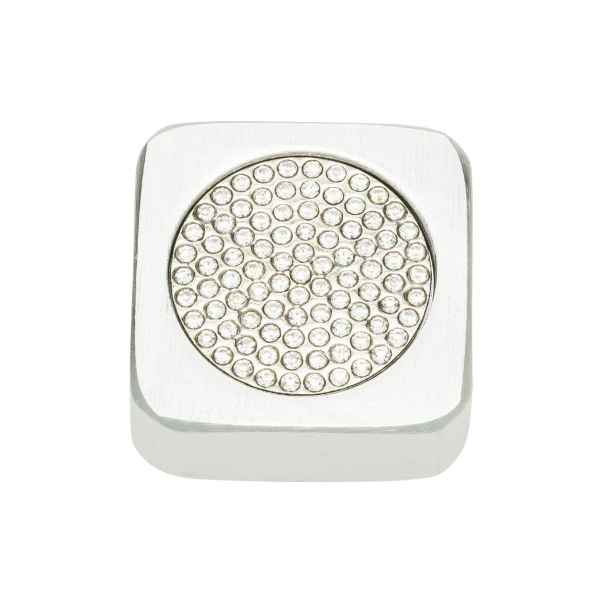 Crystal 1" Length Square Knob - Matte Chrome