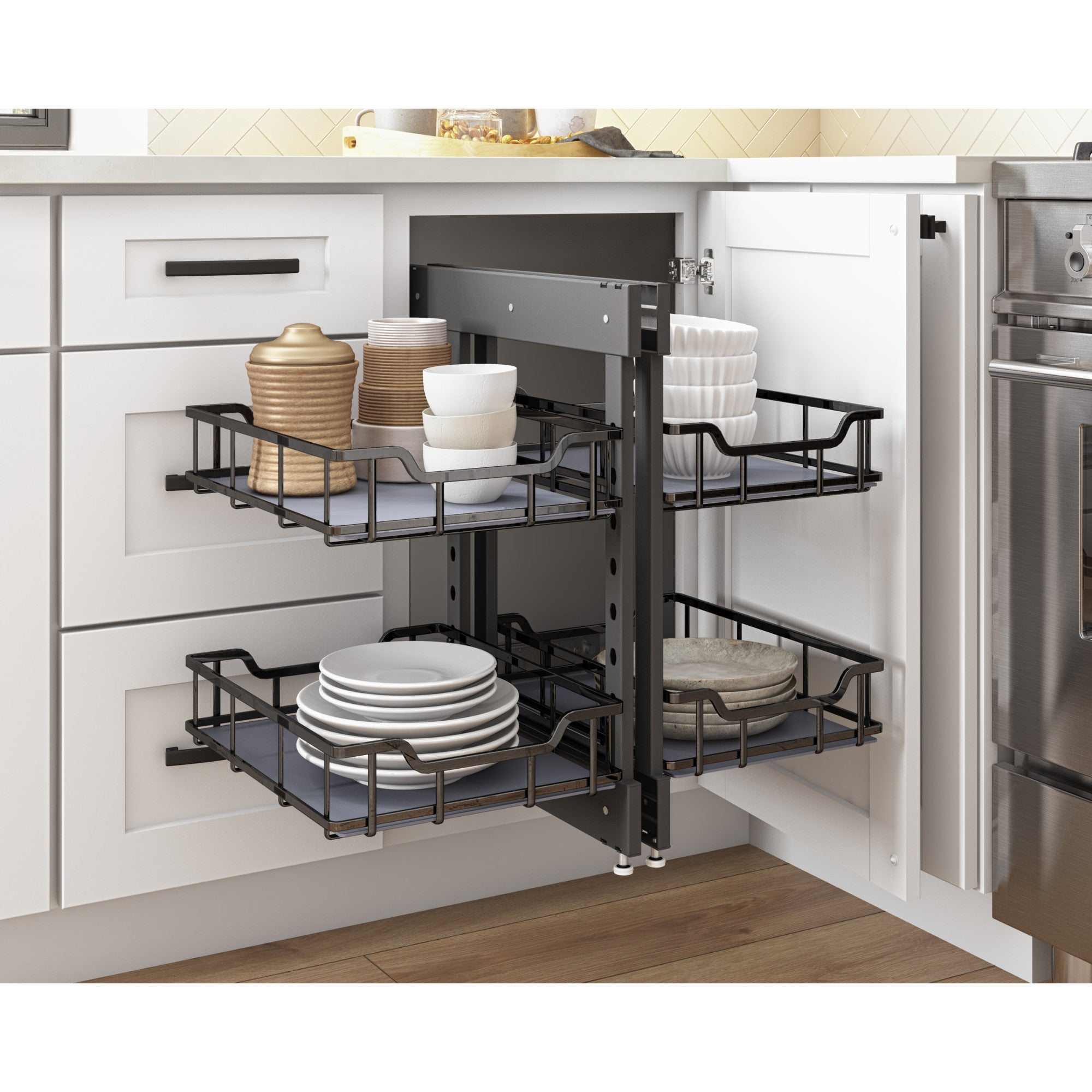 15" Black Nickel STORAGE WITH STYLE® Full-Height Blind Corner Organizer