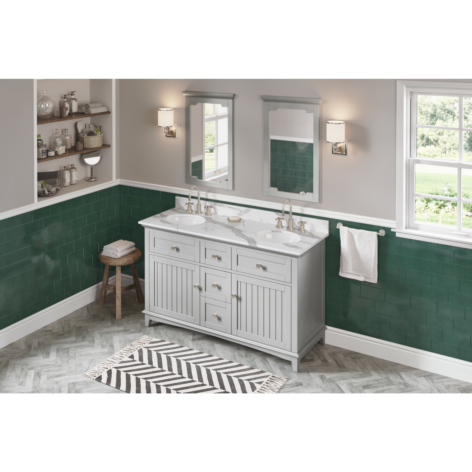 60" Savino Vanity – Double Bowl – Grey
