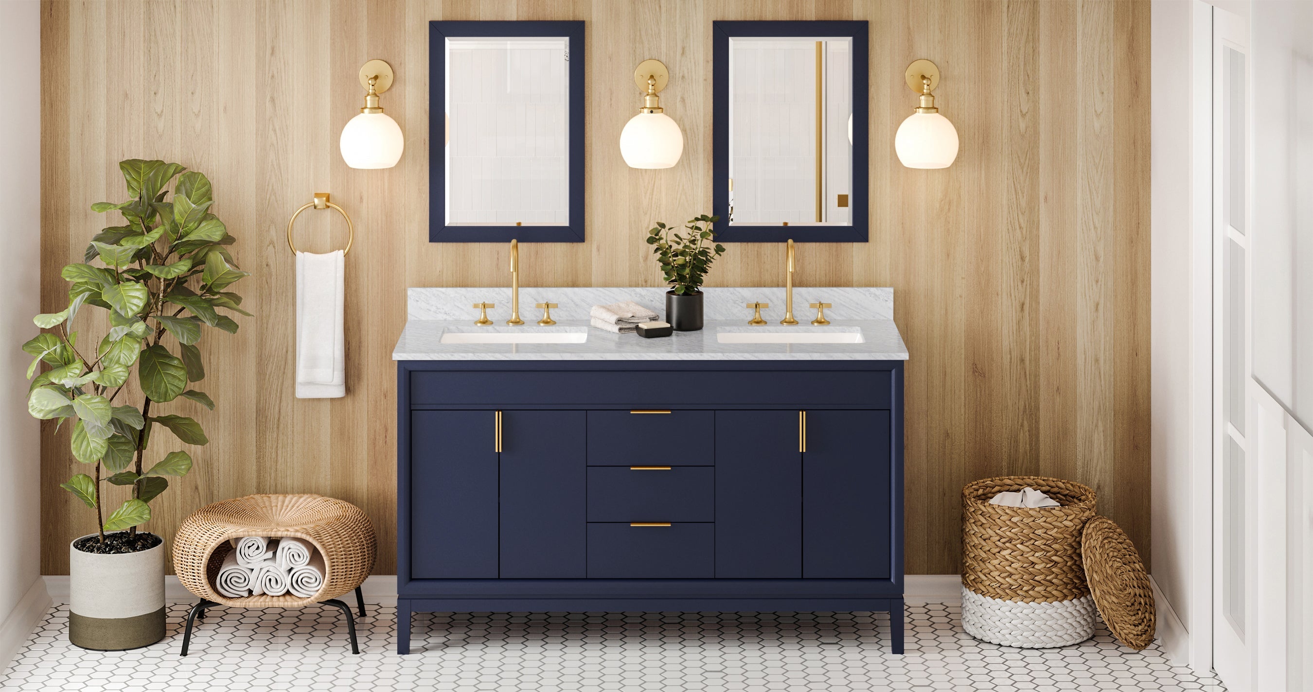 60" Theodora Vanity – Double Bowl – Hale Blue