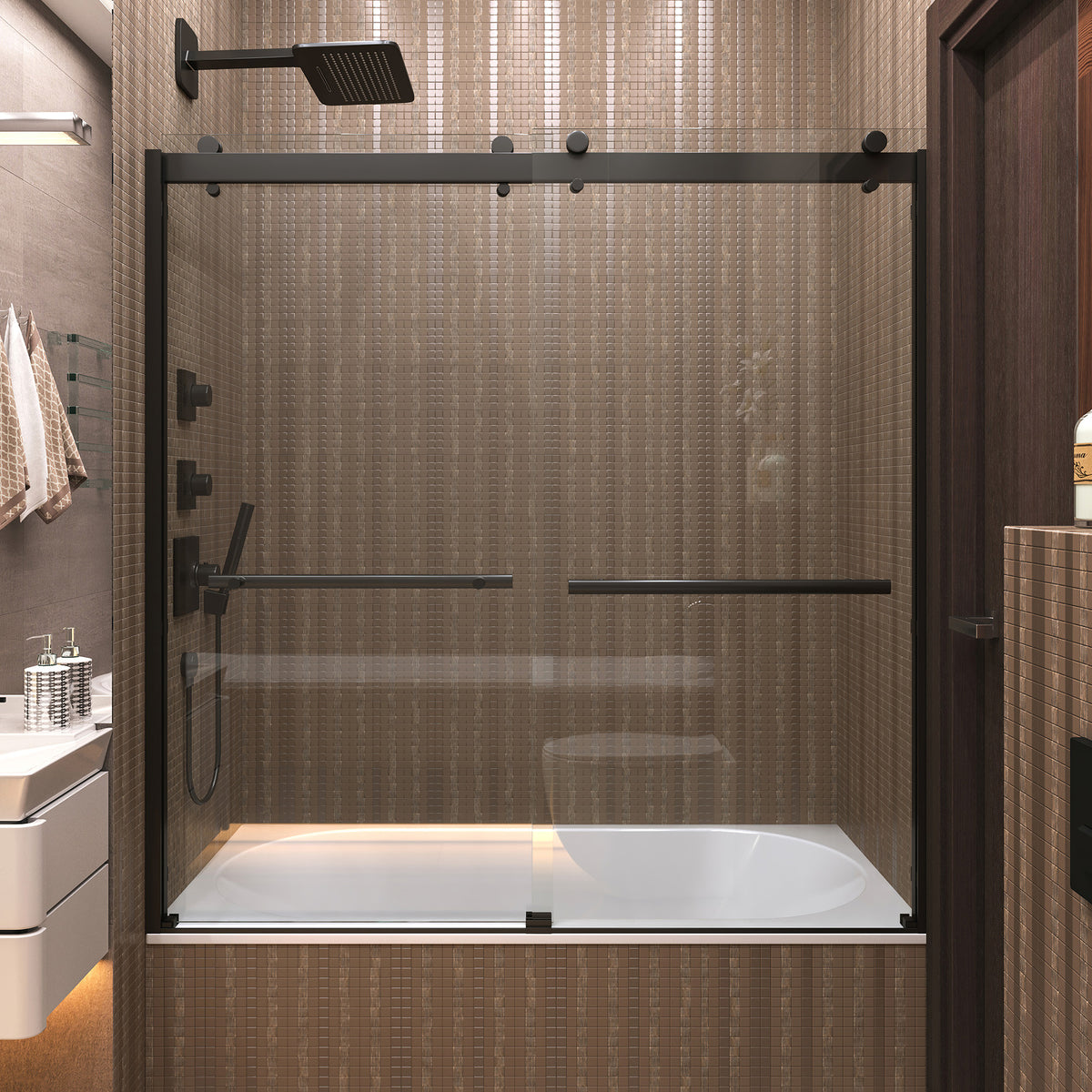 Seawin Mara Bypass Sliding Bathtub Door installed view