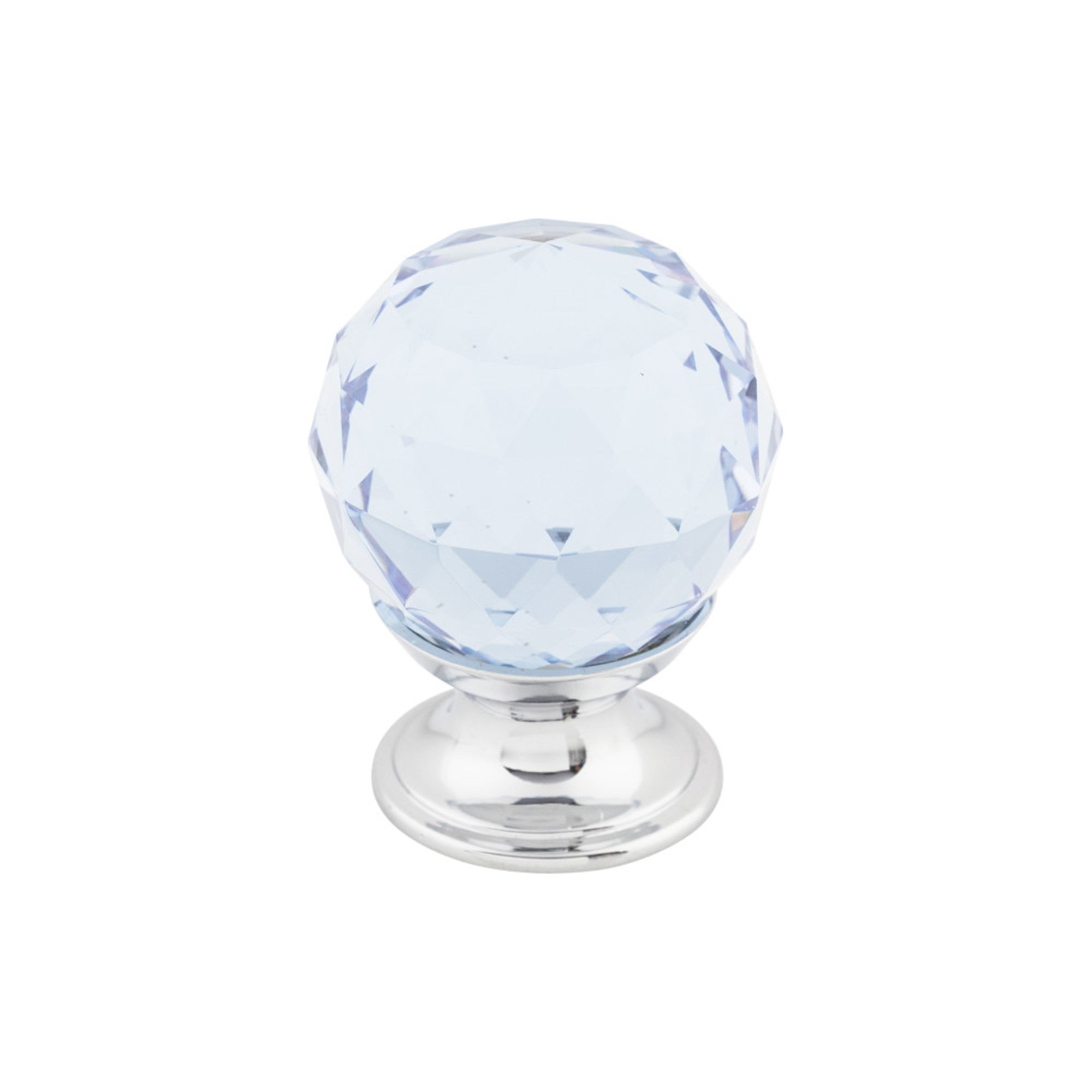 Light Blue Crystal Round Knob - Polished Chrome