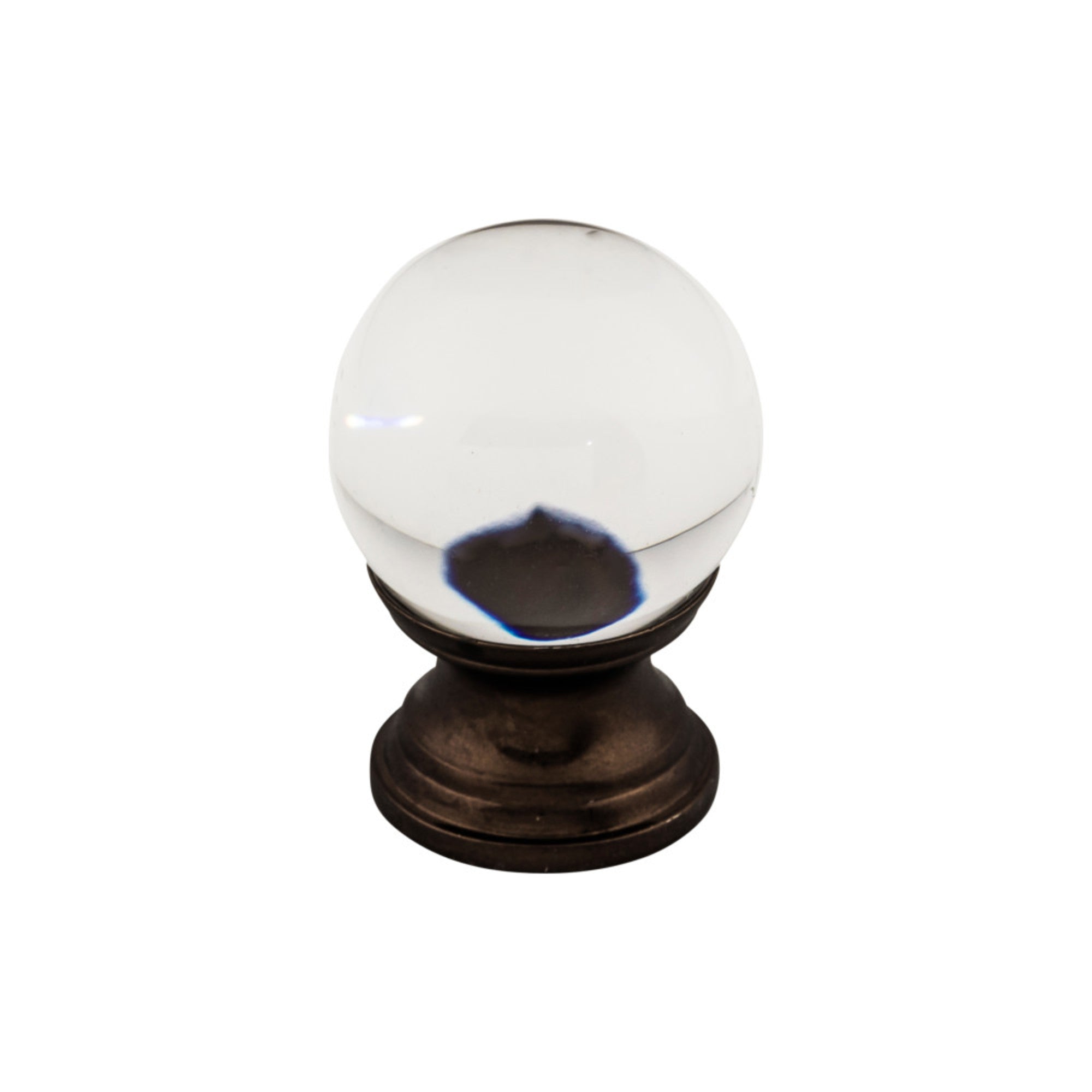 Clarity Clear Glass 1" Diameter Round Knob - Oil Rubbed Bronze