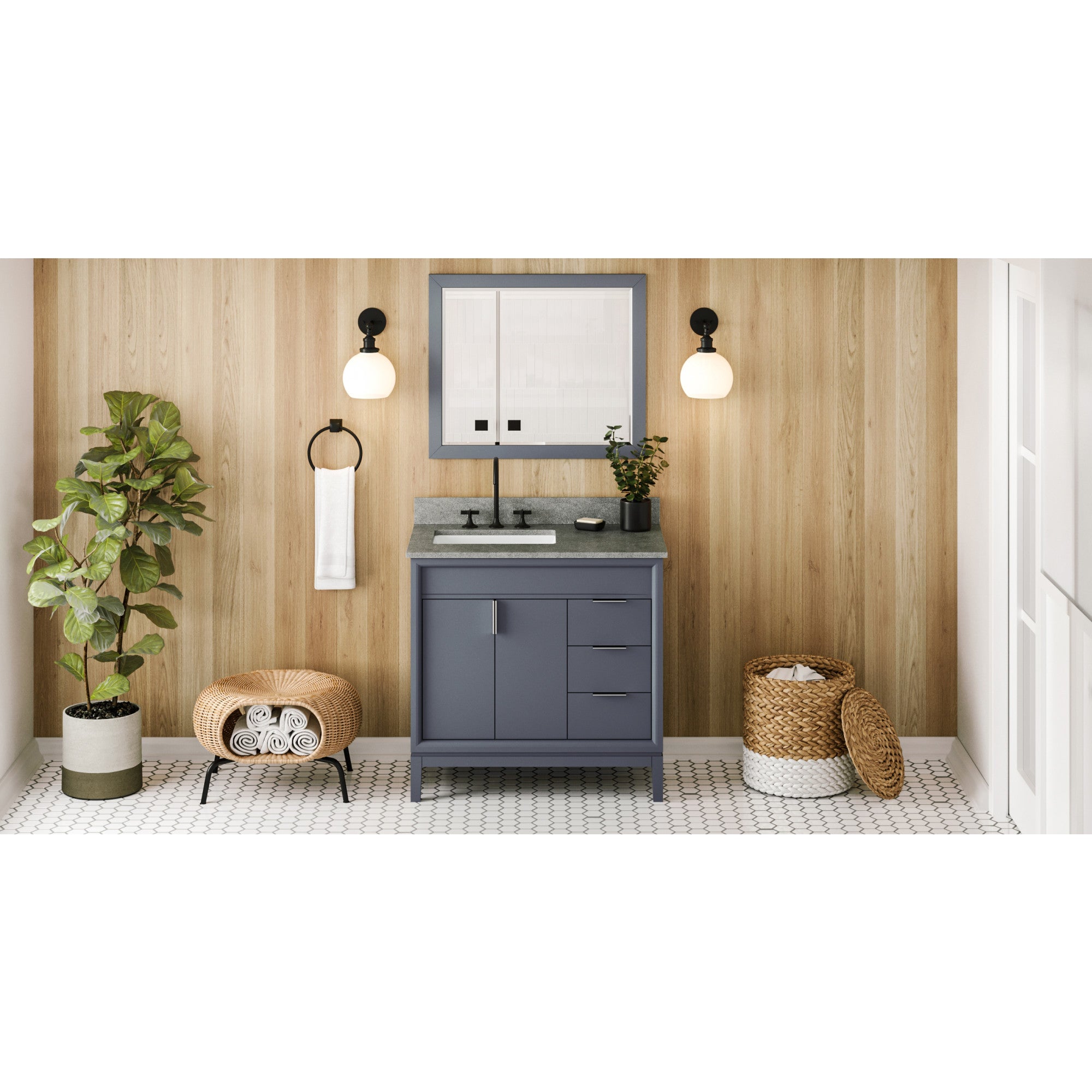 36" Theodora Vanity – Left Offset – Blue Steel