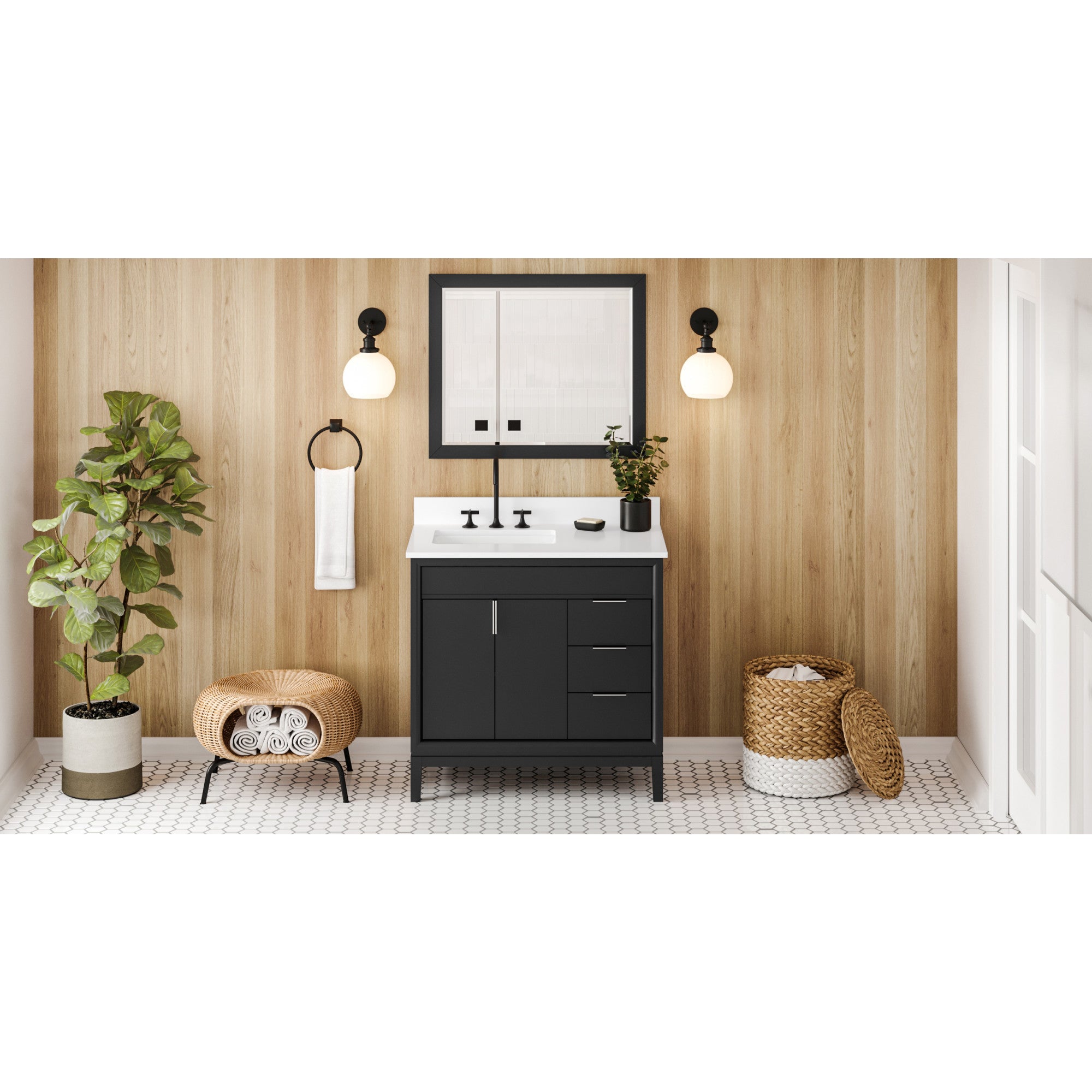 36" Theodora Vanity – Left Offset – Black