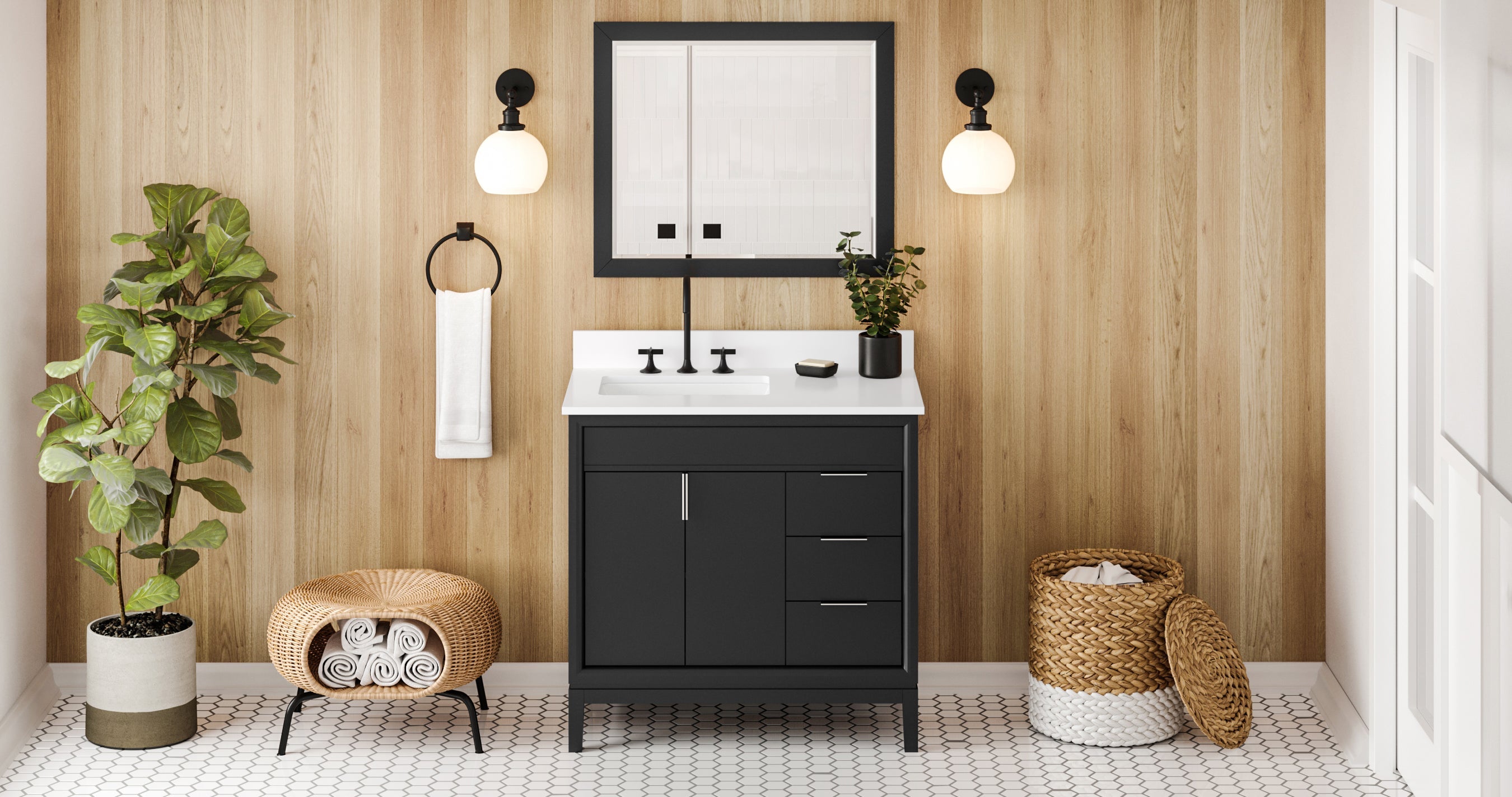 36" Theodora Vanity – Left Offset – Black