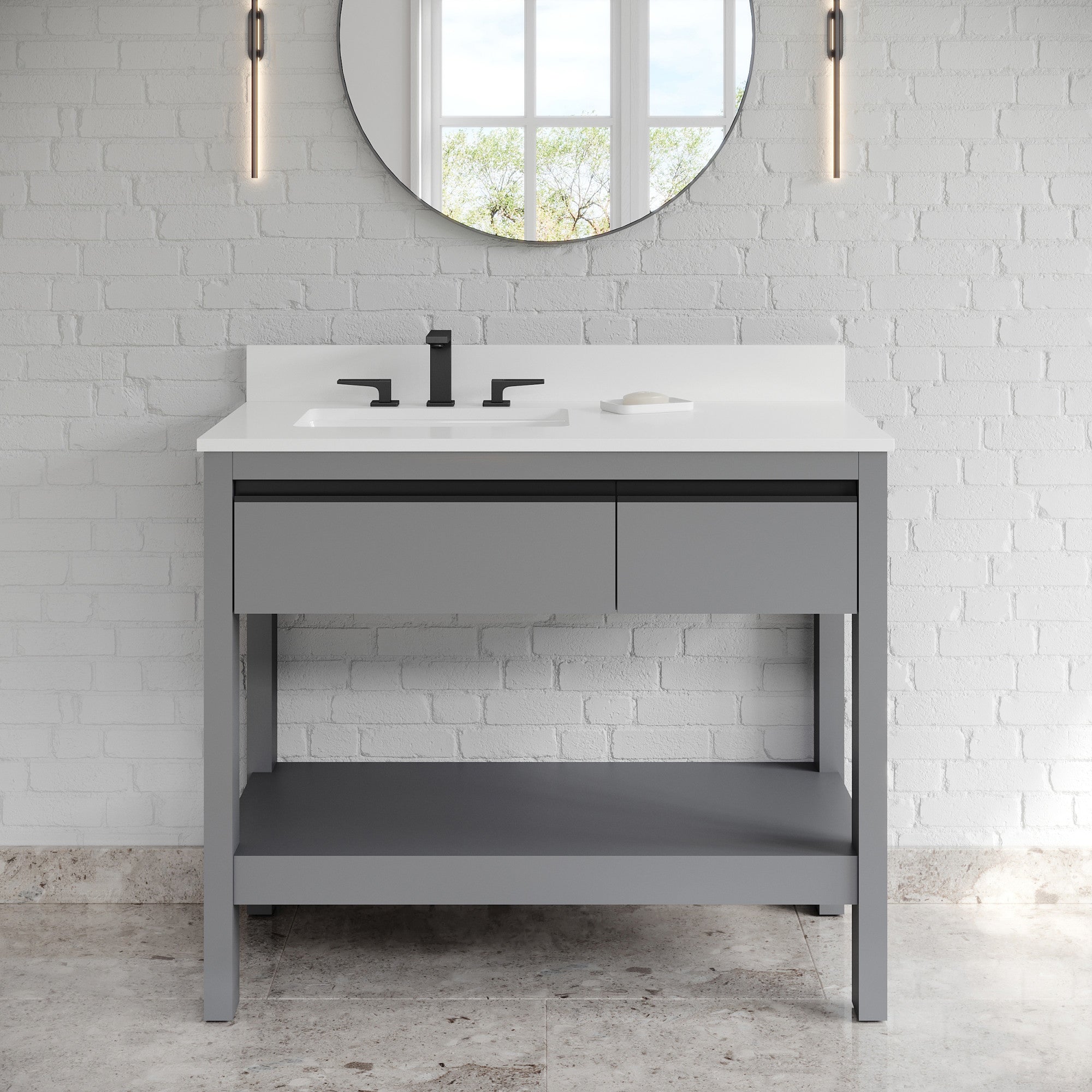 42" Jubilee Vanity – Left Offset – Grey